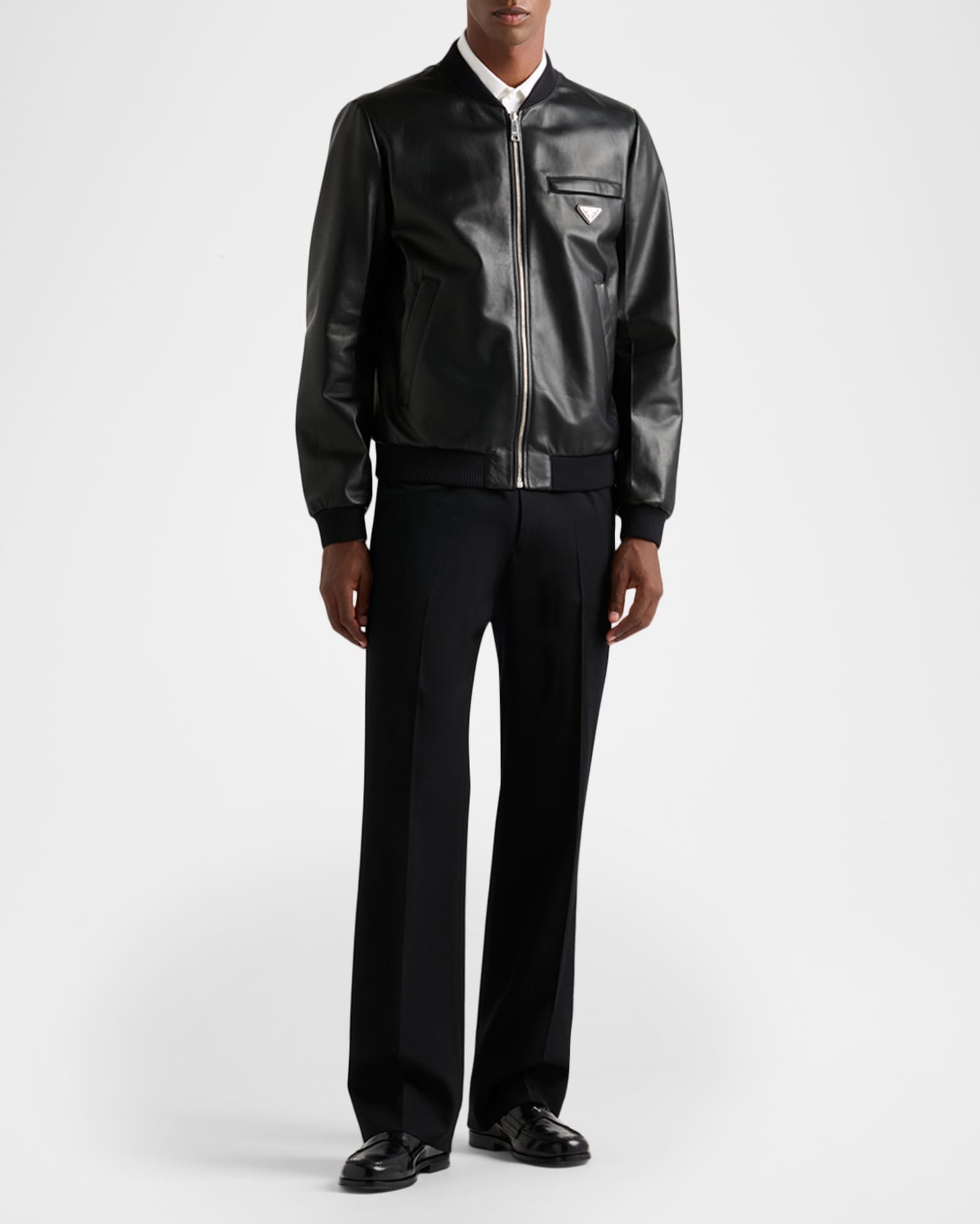 【美品】PRADA Nappa leather jacket Prada Nappa Leather Bomber Jacket | Black | FARFETCH