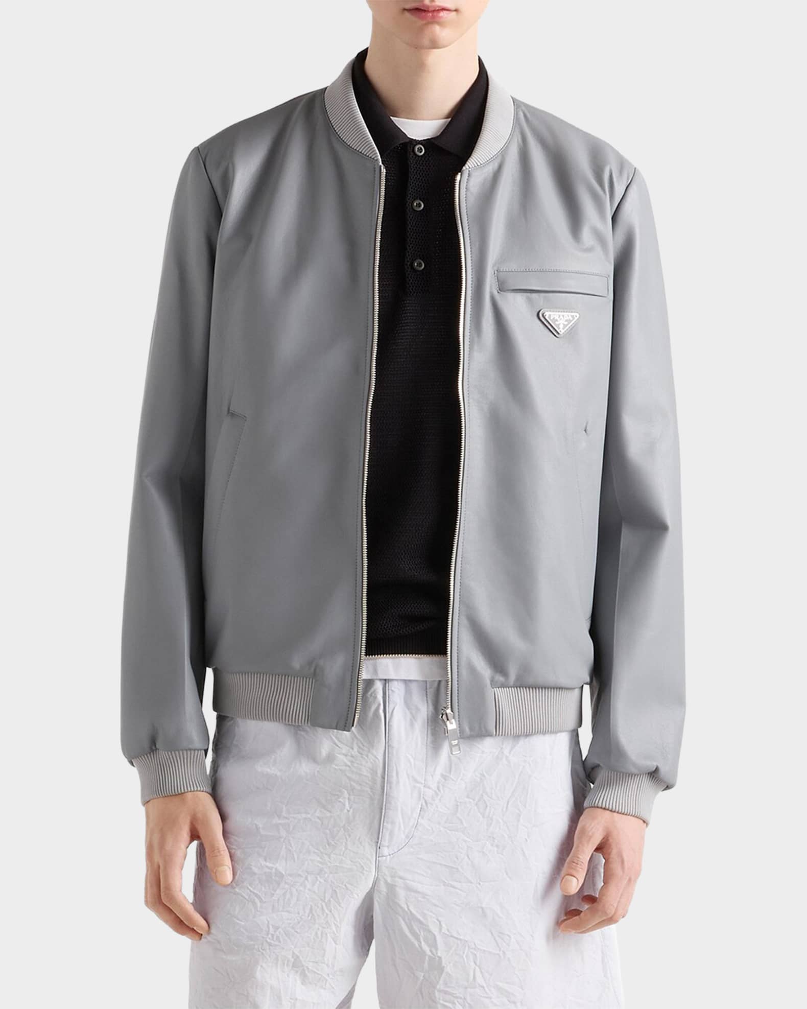 Men's Nappa Leather Bomber Jacket | Neiman Marcus