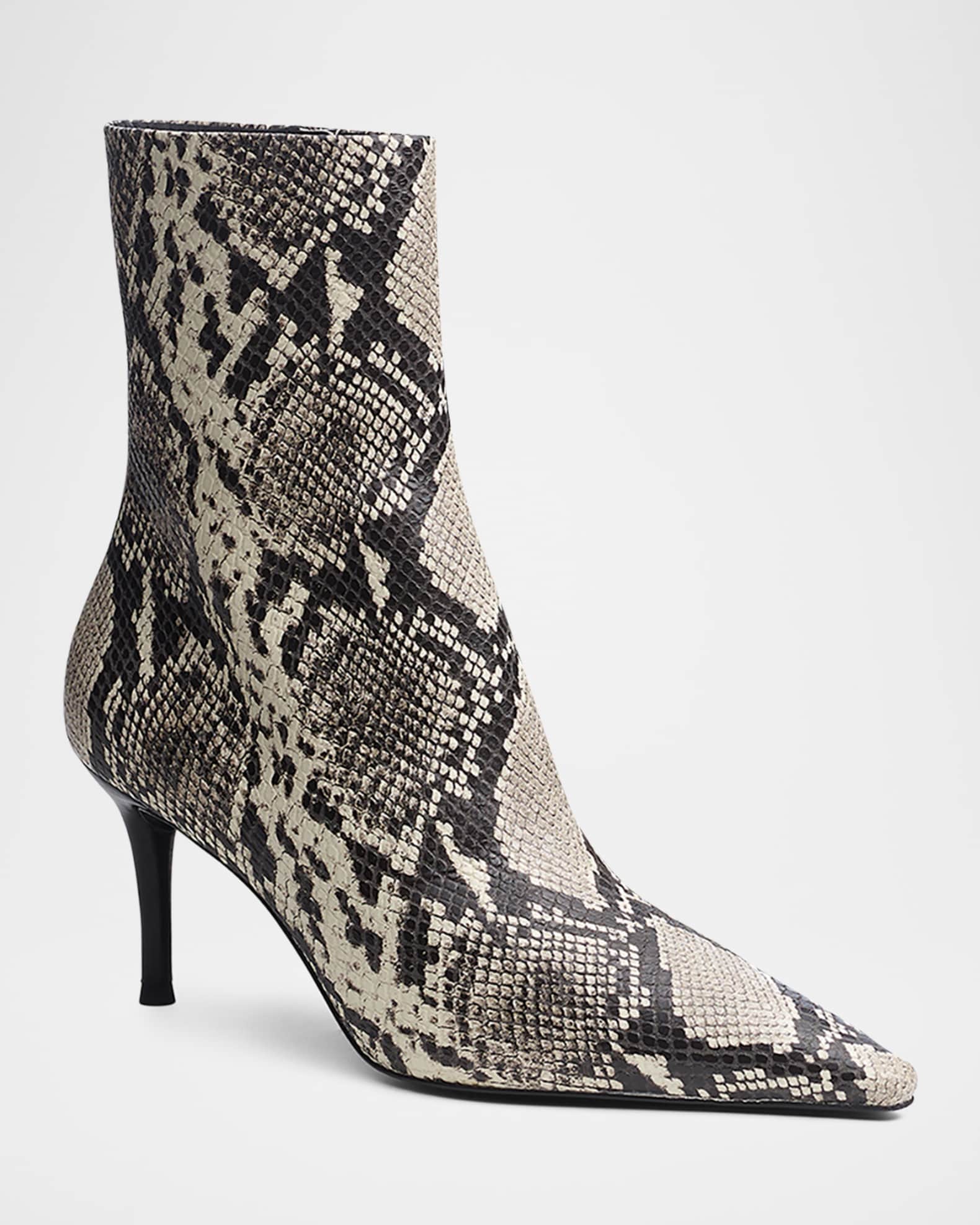 Mercer Snake-Embossed Leather Ankle Boots