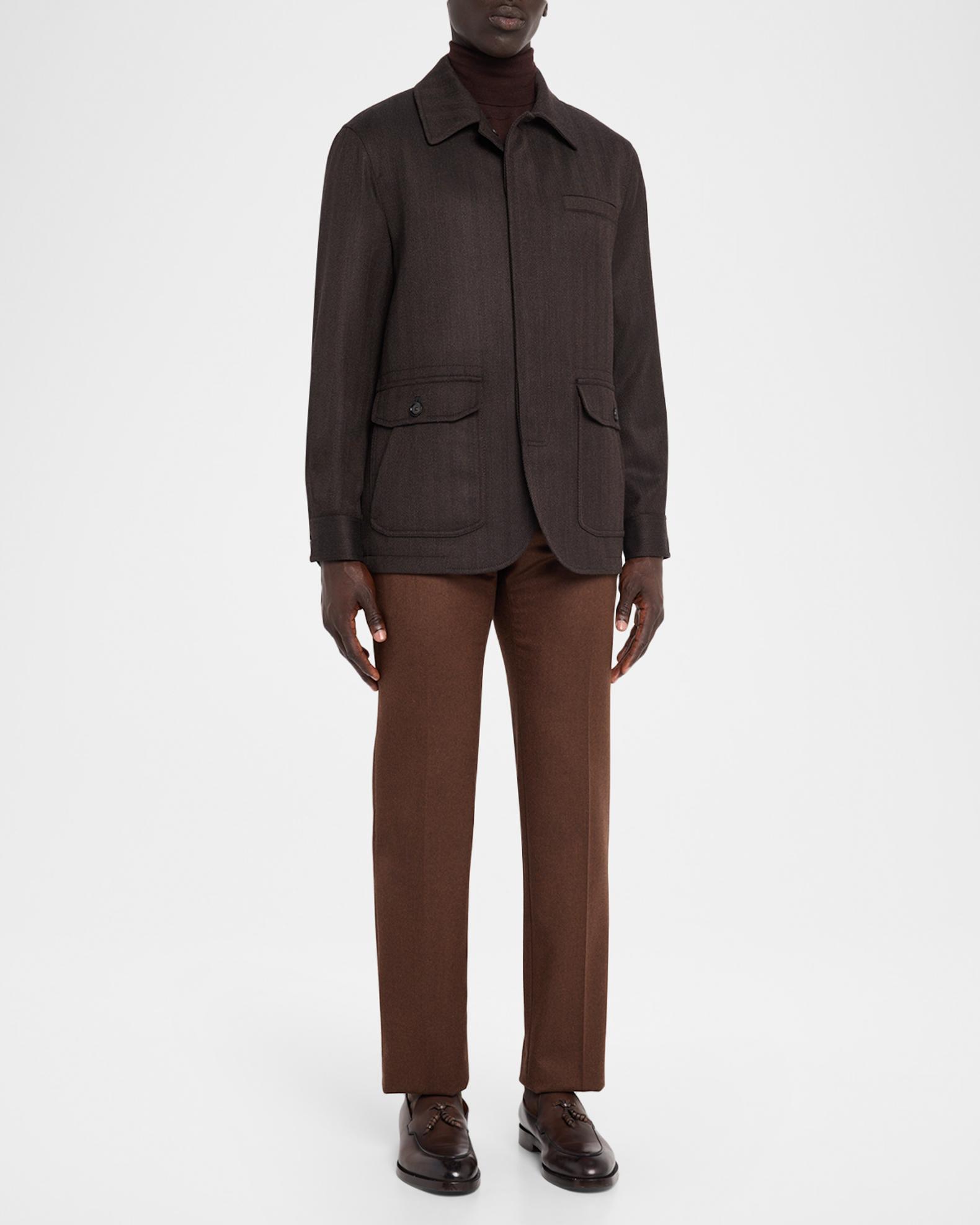 Brioni Men's Super 180's Wool Herringbone Chore Jacket | Neiman Marcus