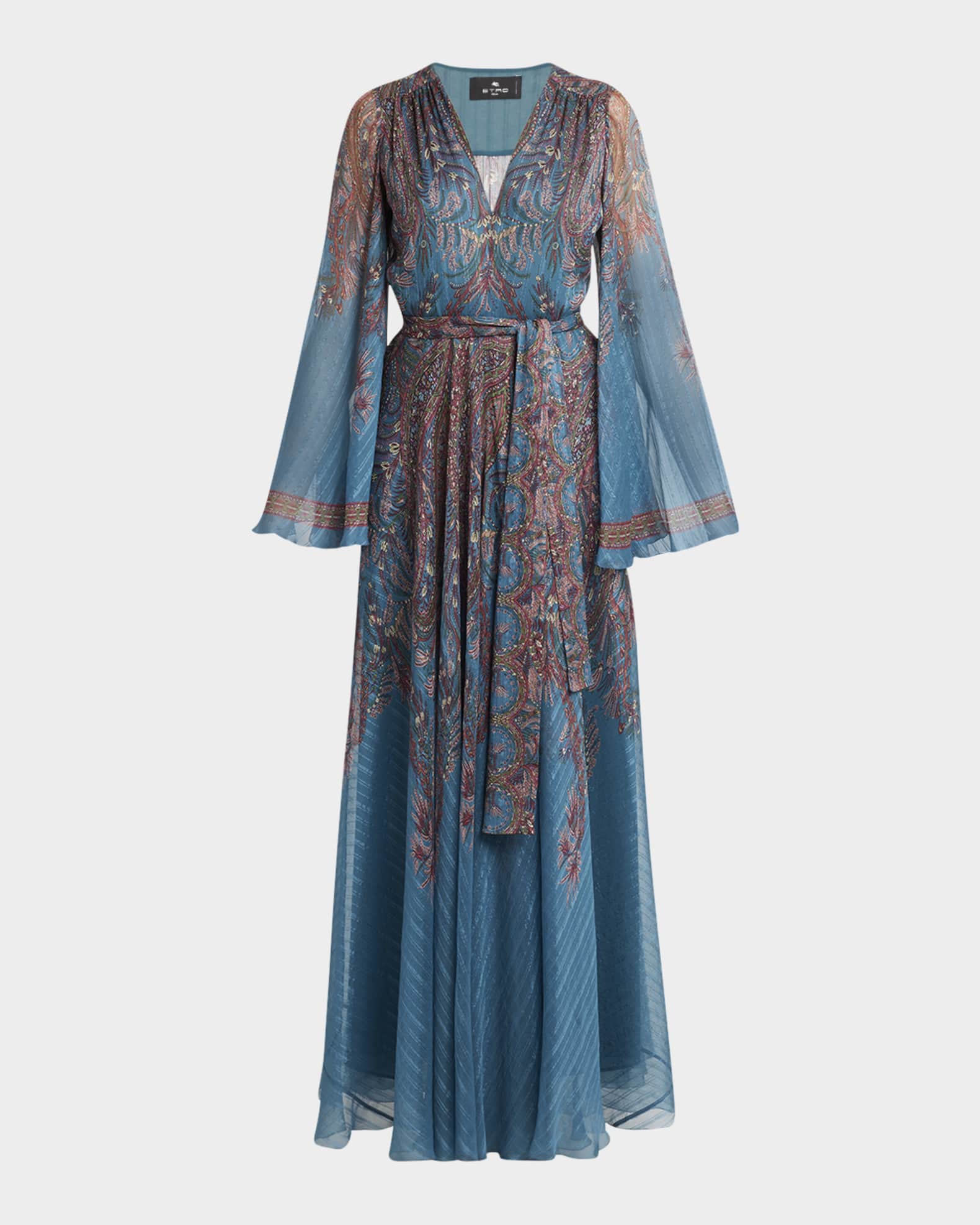 Floral Paisley Silk Boho Gown 0