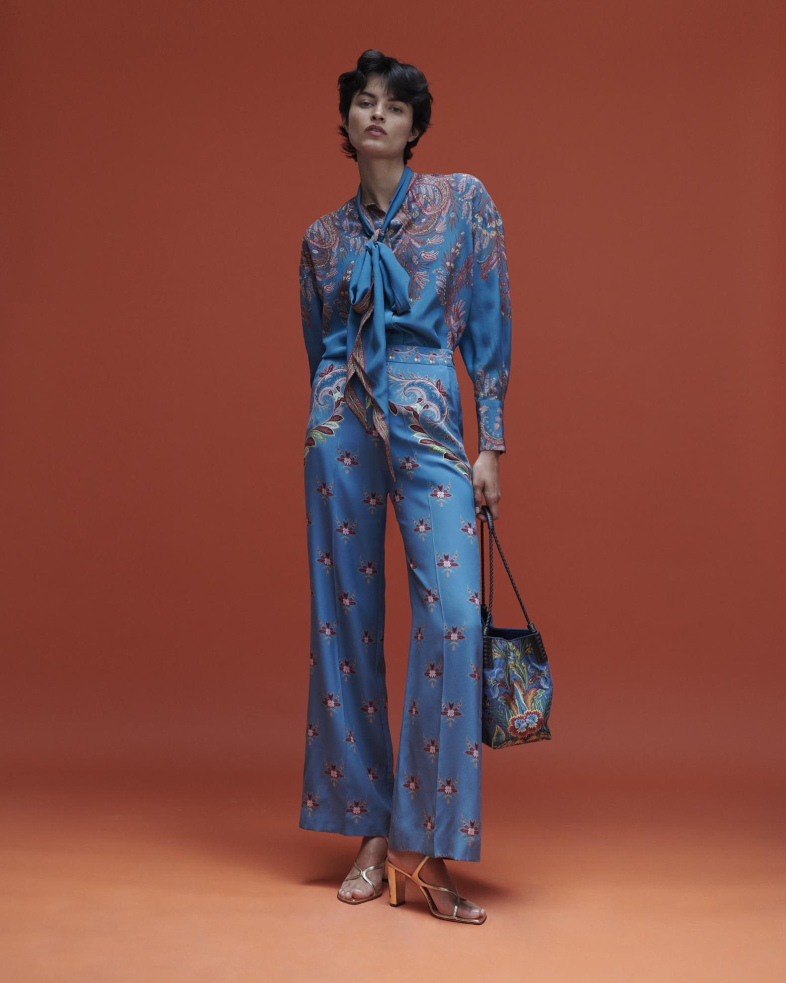 Etro Floral Paisley Silk Bow Blouse | Neiman Marcus