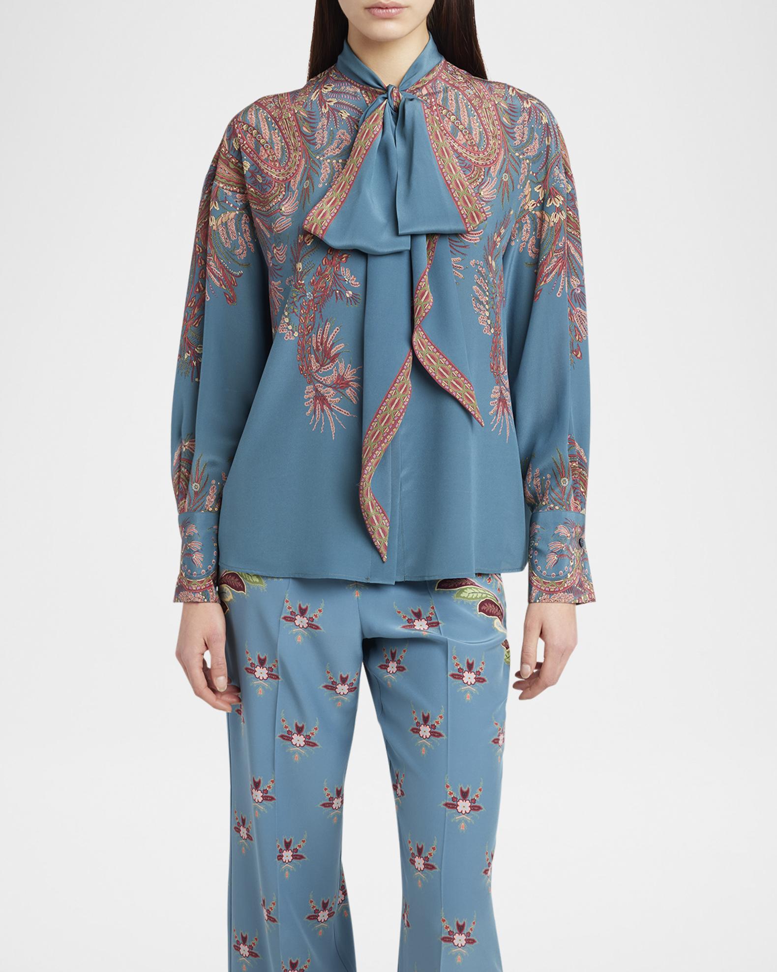Etro Floral Paisley Silk Bow Blouse | Neiman Marcus
