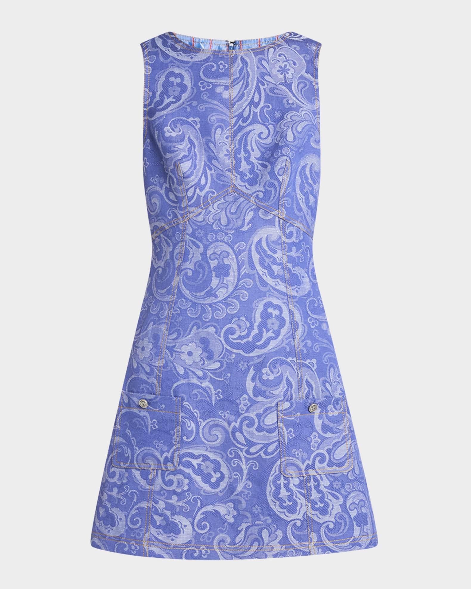 Paisley Jacquard Sleeveless Mini Dress 0