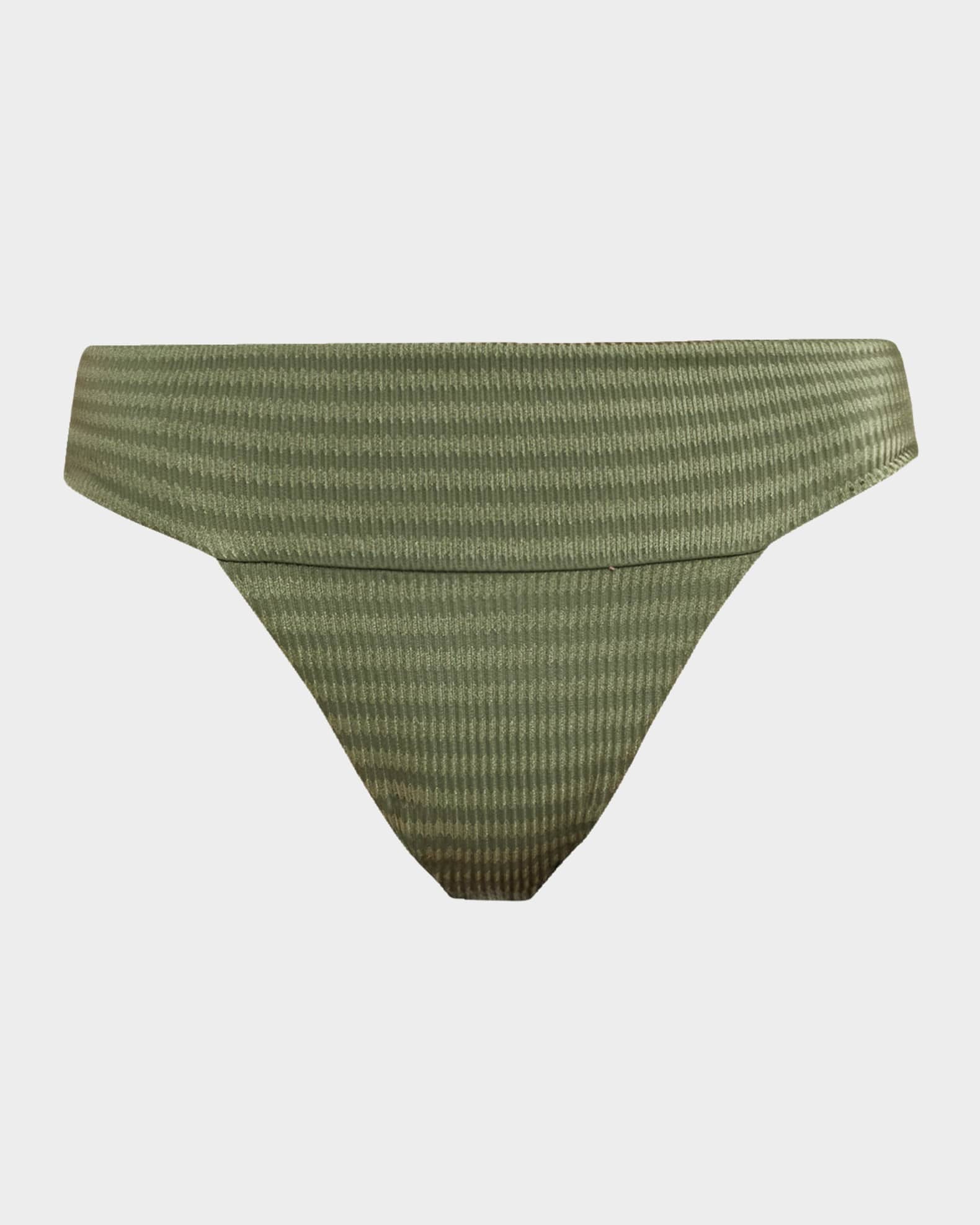 Striped Banded High-Waist Bikini Bottoms 0