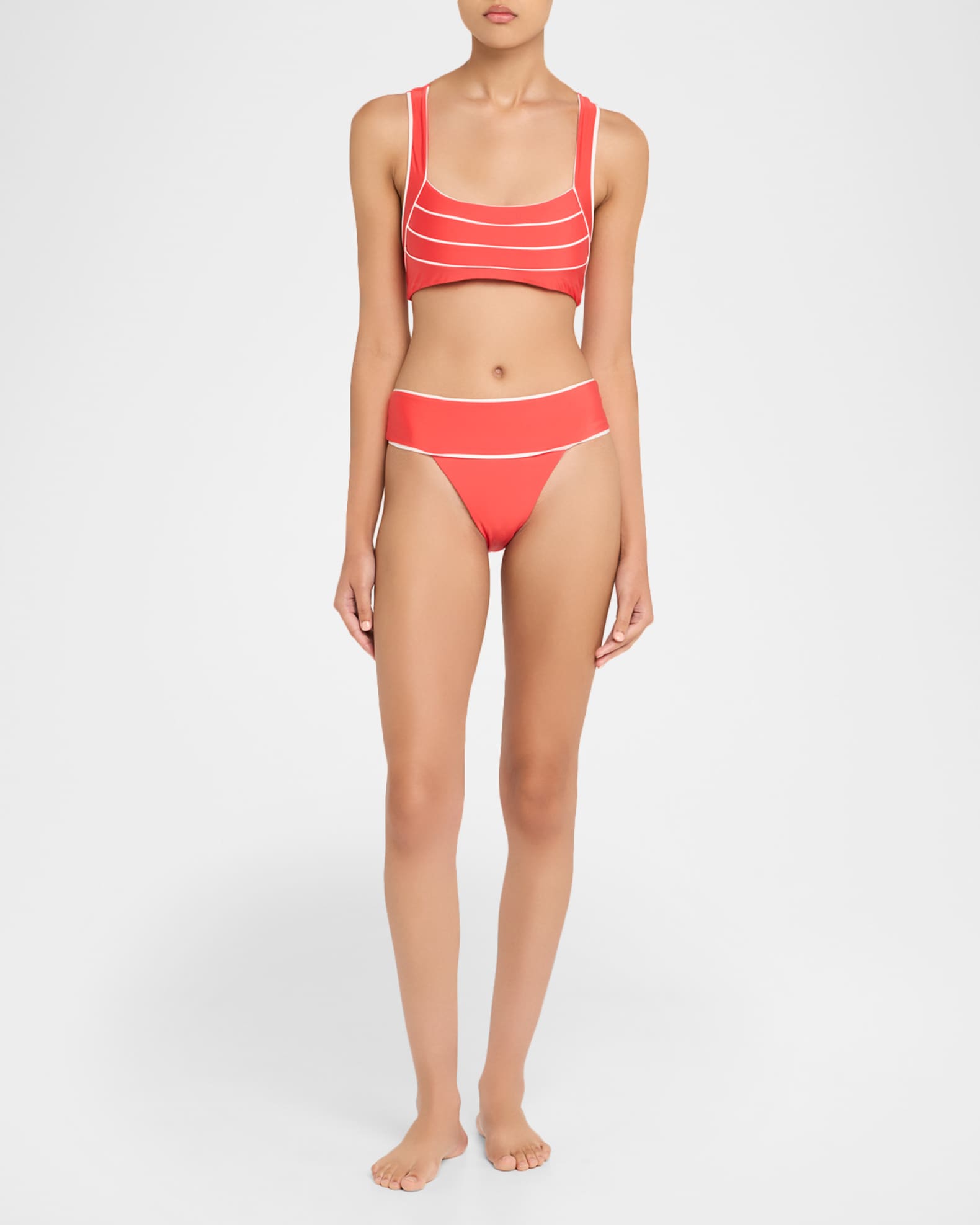 Banded High-Waist Bikini Bottoms 1