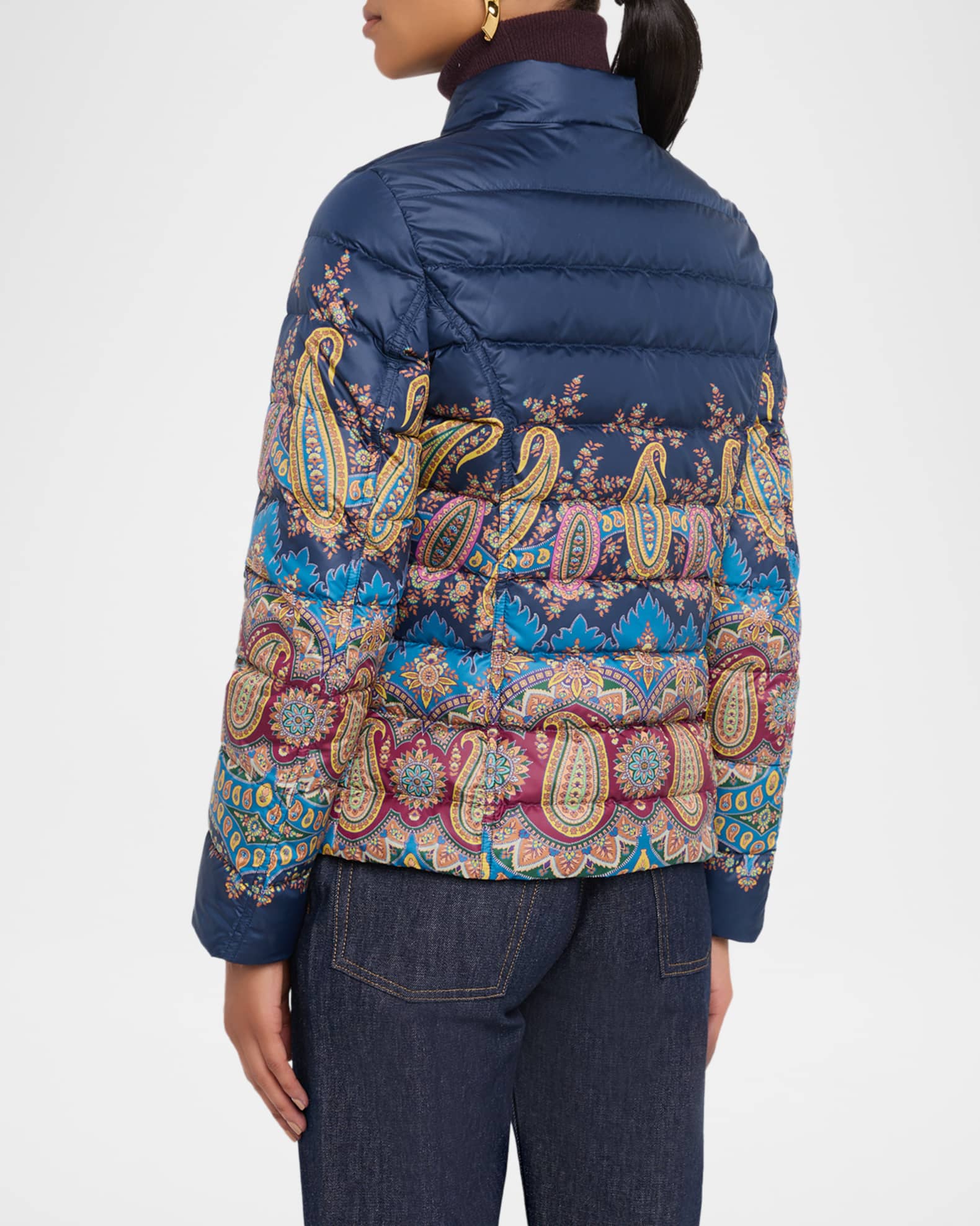 ETROアウター Etro Midnight Dream Paisley-Print Puffer Jacket | Neiman Marcus