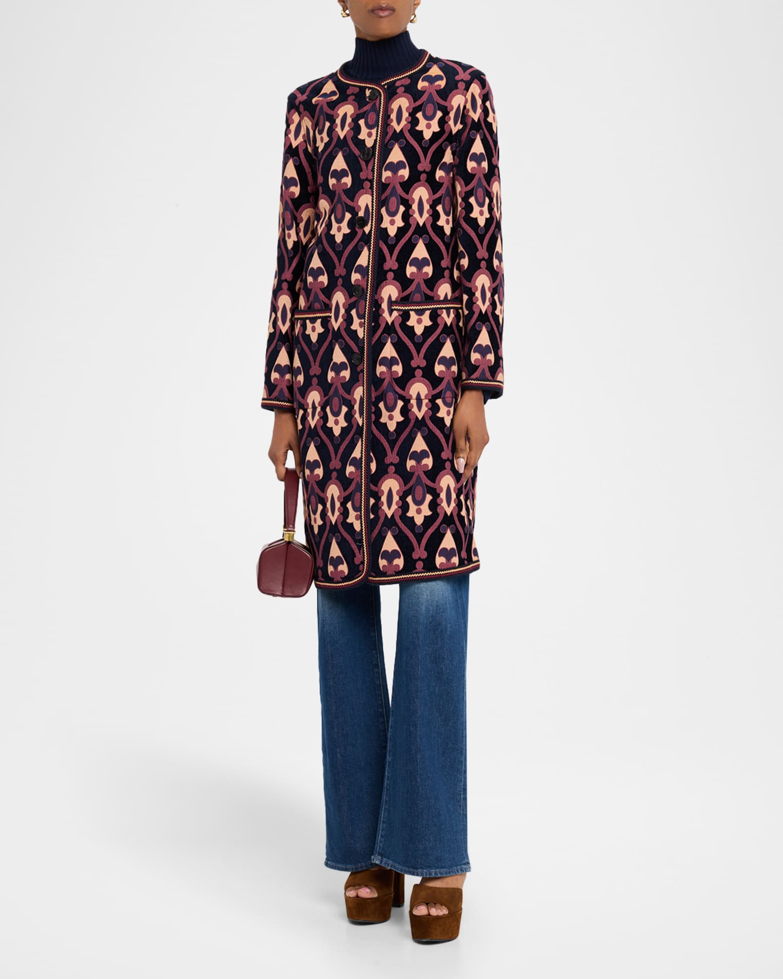 Etro Reversible Jacquard Single-Breasted Coat | Neiman Marcus