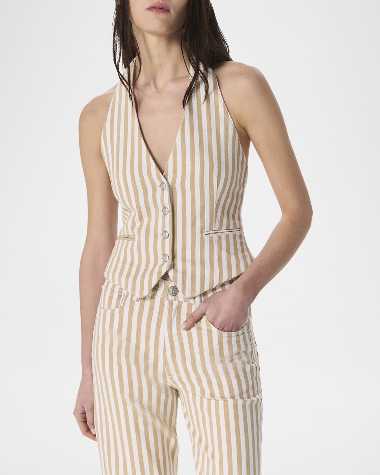 Rag & Bone Ethel Stripe Halter Vest | Neiman Marcus