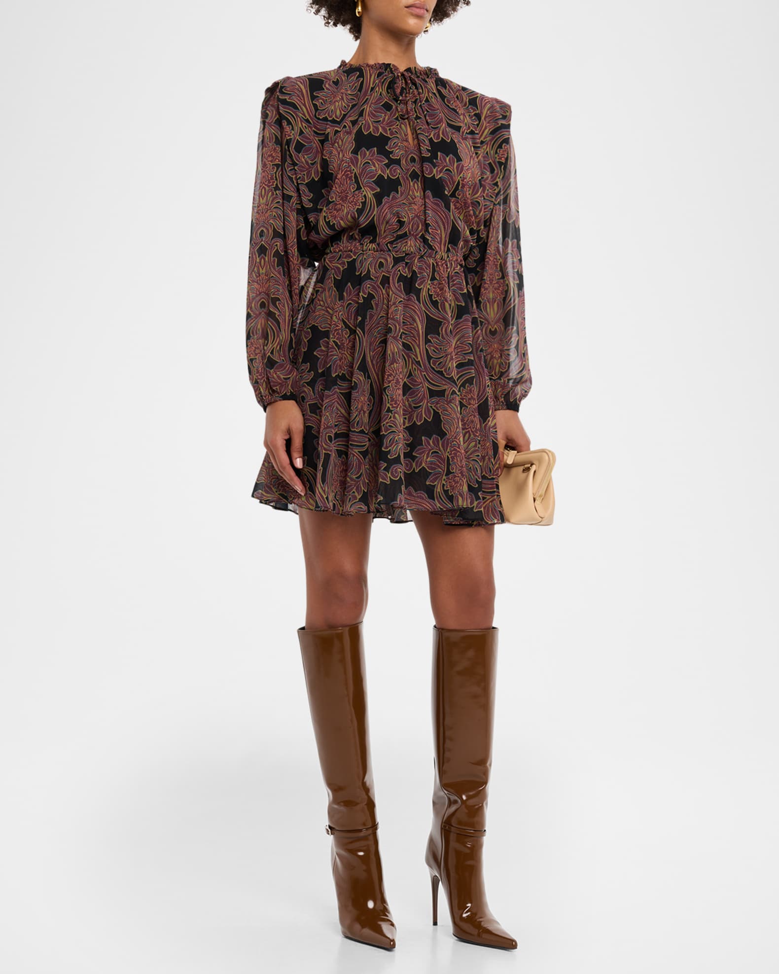 Misa Los Angeles Women's Lilly Floral Chiffon Minidress - Size XL neutral