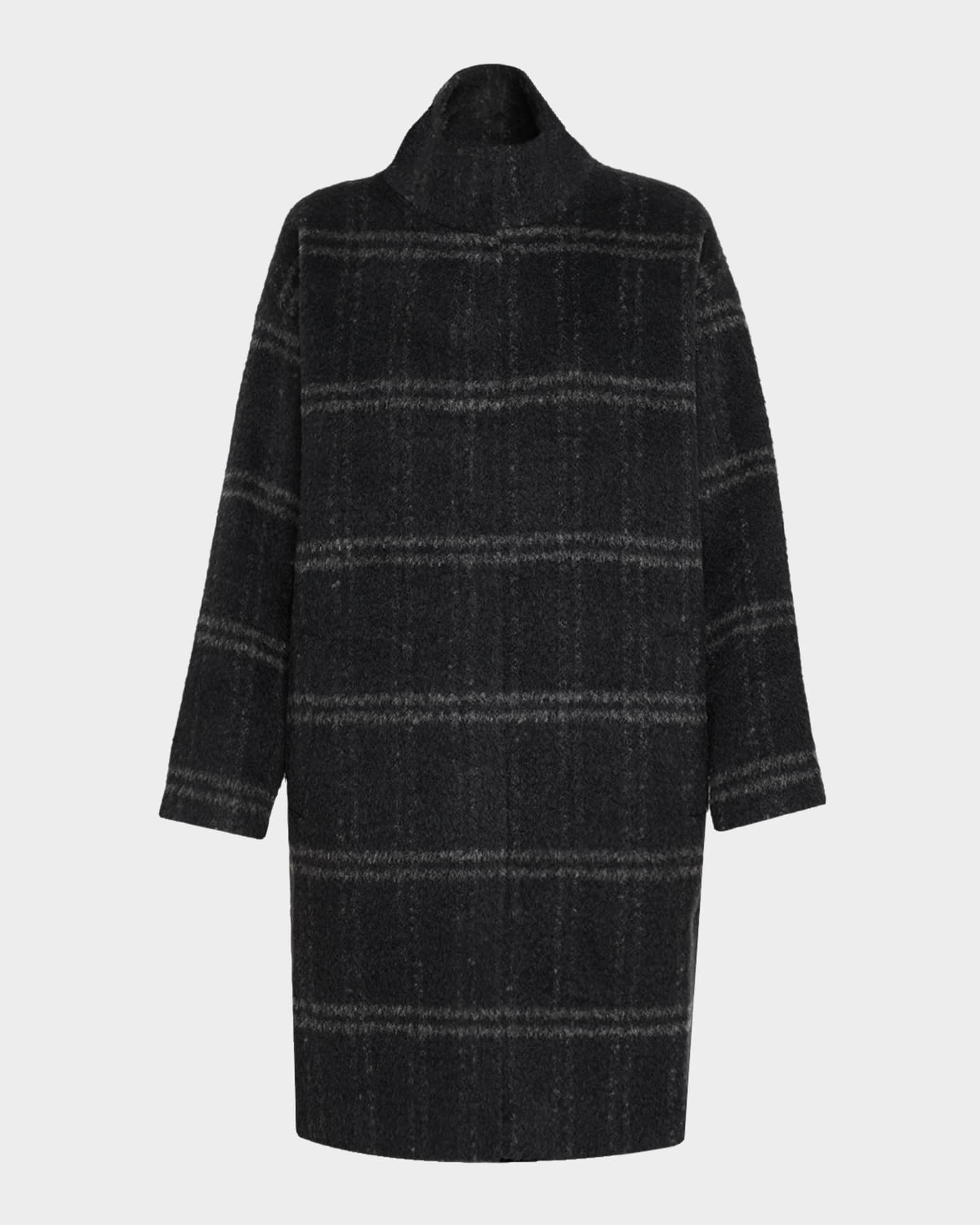 Eileen Fisher Stand-Collar Windowpane Luxe Alpaca Coat | Neiman Marcus