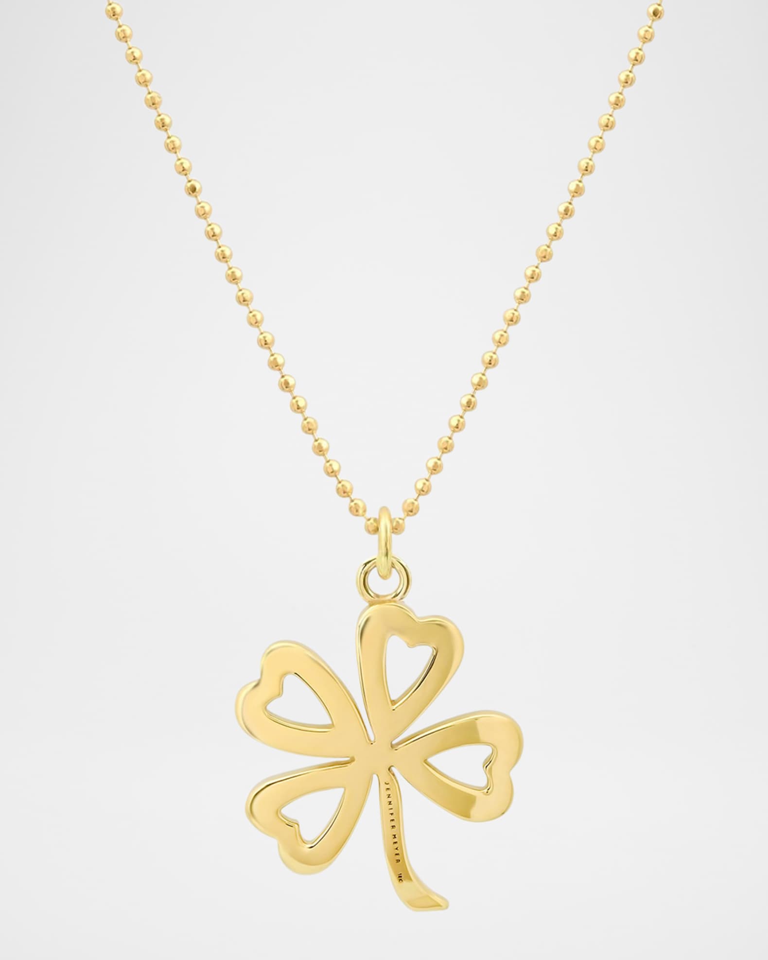 14K Yellow Gold Emerald Open Clover Pendant Necklace 1