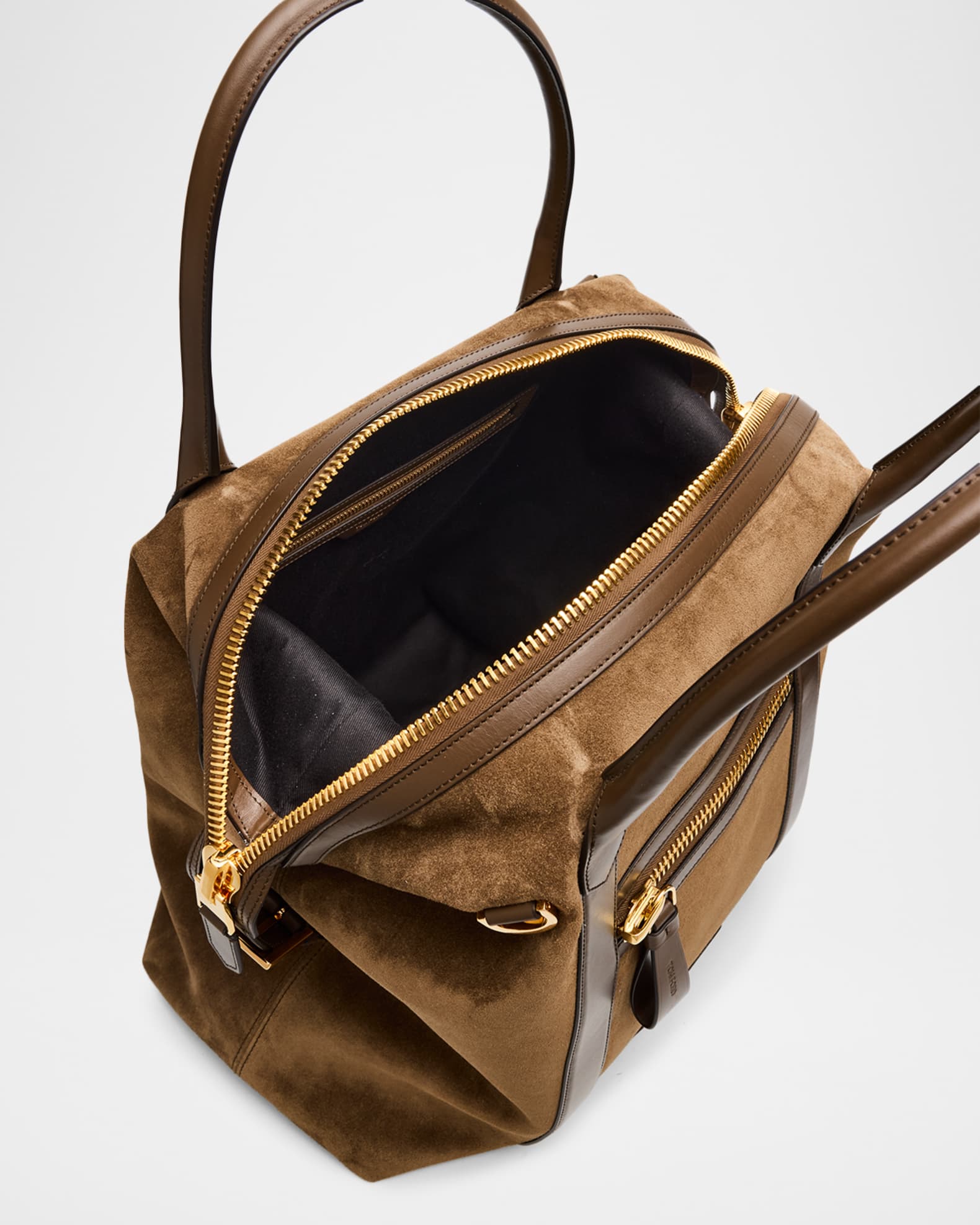 TOM FORD ブラウン スエード トートバッグ 大容量40×42×18cm TOM FORD Men's Suede and Leather Side-Buckle Tote Bag