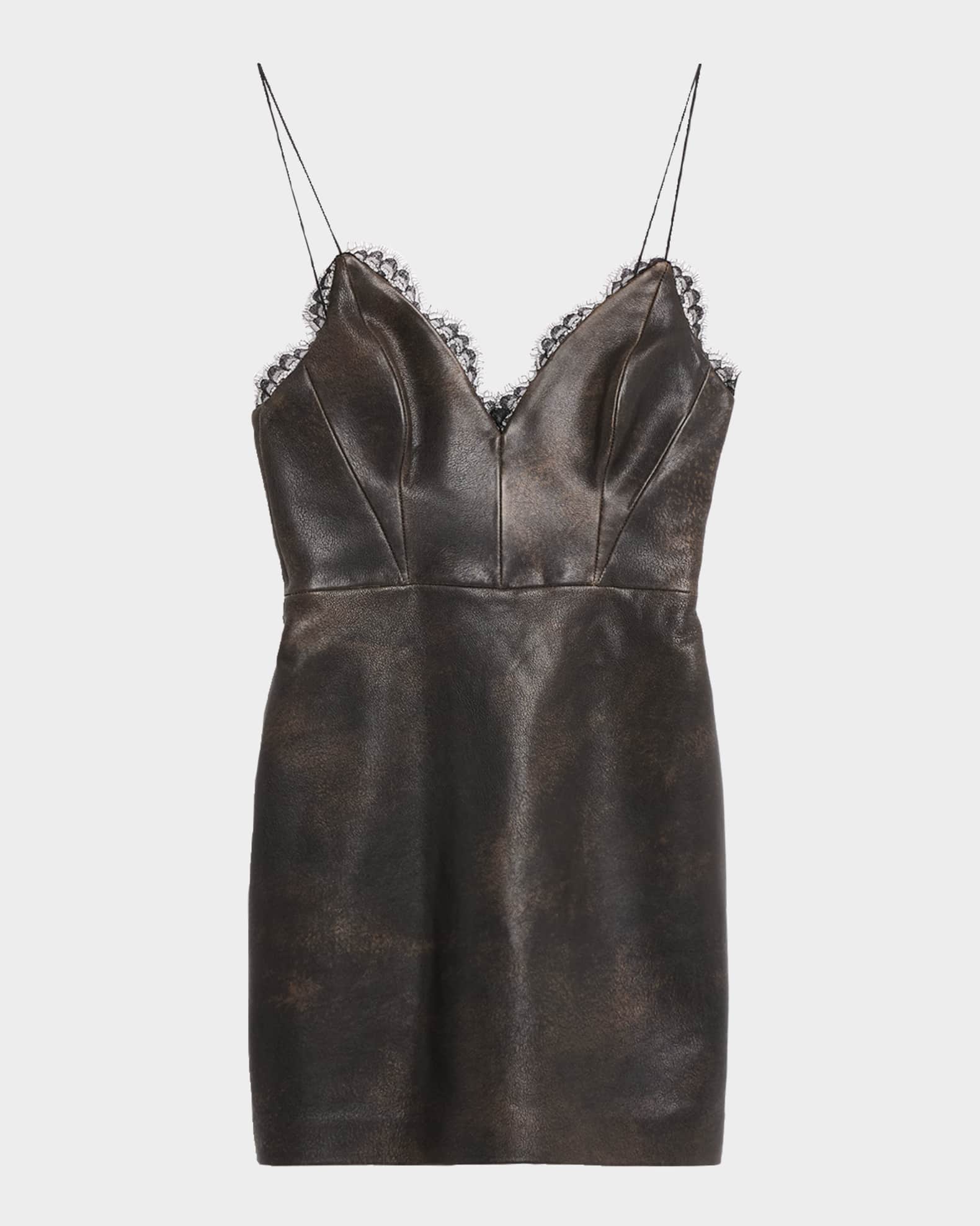 Alex Perry Bikini Mini Dress In Leather, Brown, Women's, 10, Cocktail & Party Wedding Guest Dresses Mini Dresses