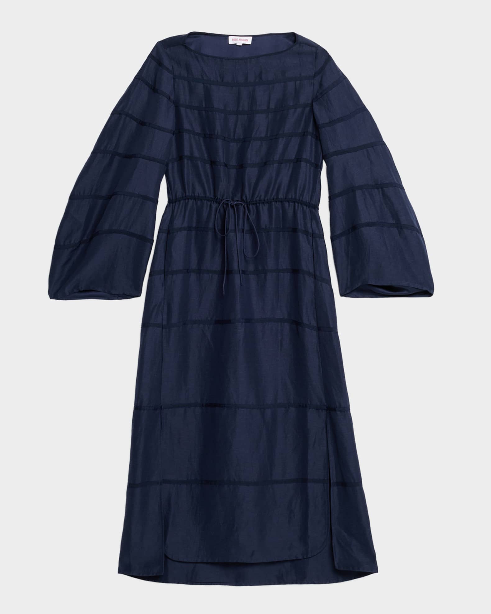 Ribbon Striped Midi Caftan Dress 0