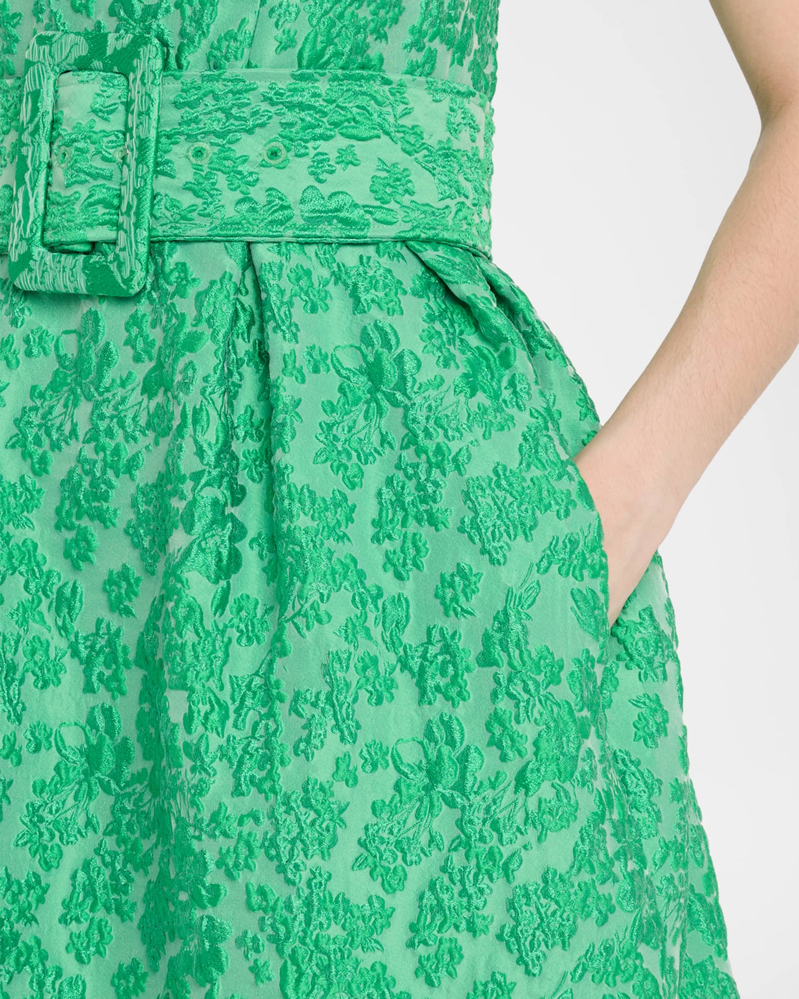 Rosie Assoulin Artichoke Floral Jacquard Midi Dress With Belt | Neiman  Marcus