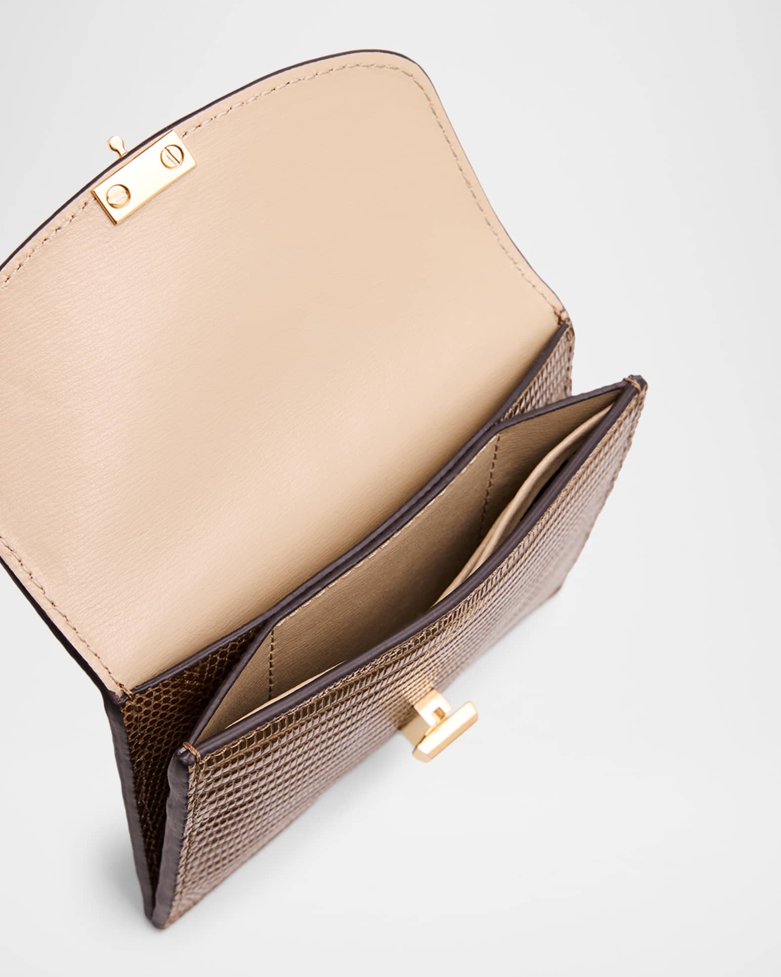 折りたたみ財布 Toteme T-Lock lizard embossed cardholder Toteme T-Lock Lizard-Embossed Leather Cardholder | Neiman Marcus
