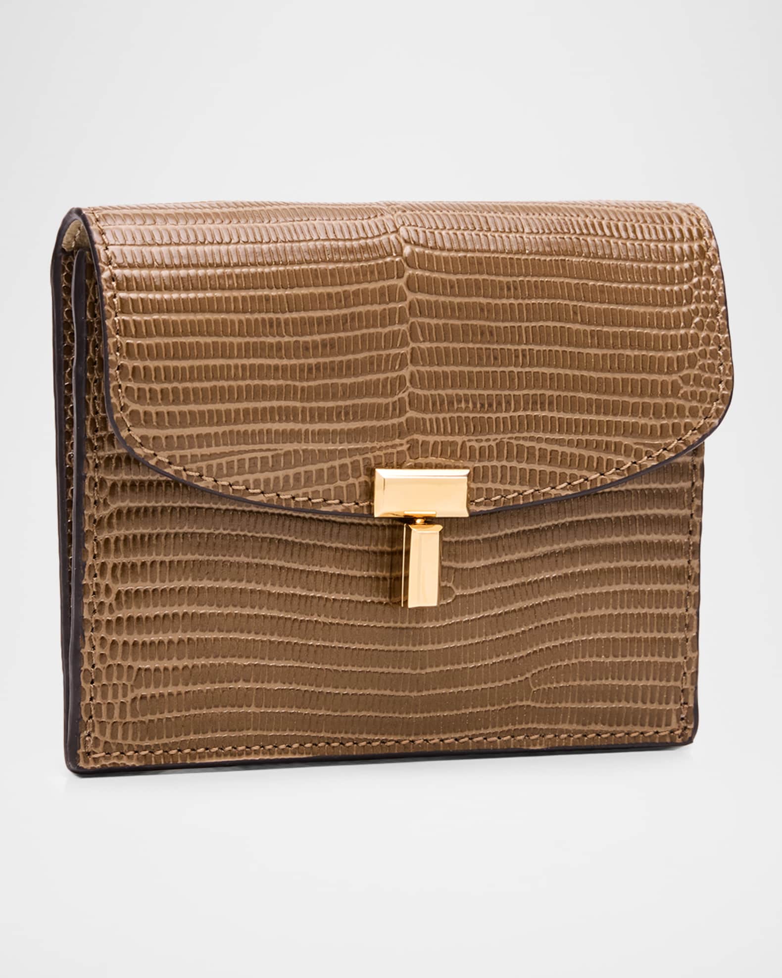 折りたたみ財布 Toteme T-Lock lizard embossed cardholder Toteme T-Lock Lizard-Embossed Leather Cardholder | Neiman Marcus