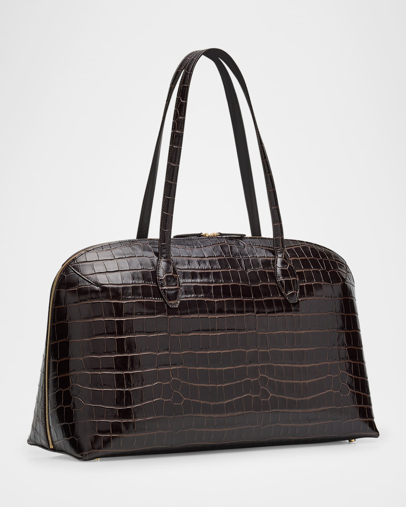 Toteme Curved Croc-Embossed Leather Day Tote Bag | Neiman Marcus