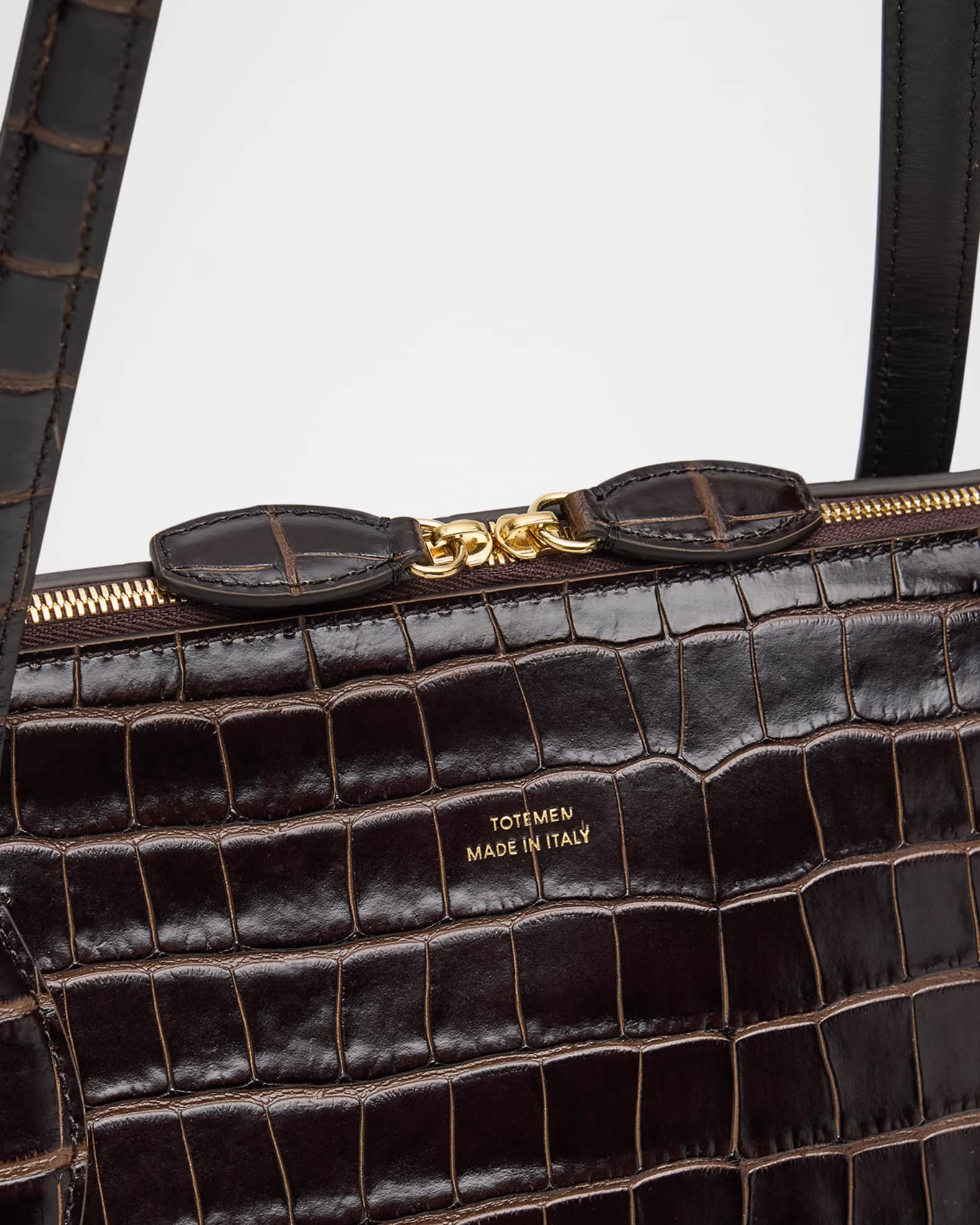 Toteme Curved Croc-Embossed Leather Day Tote Bag | Neiman Marcus