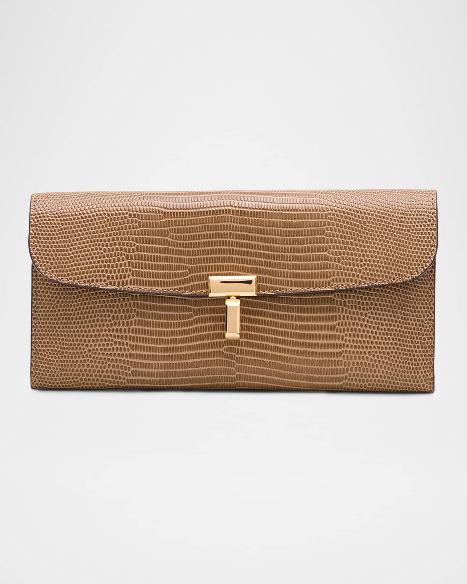 折りたたみ財布 Toteme T-Lock lizard embossed cardholder Toteme T-Lock Lizard-Embossed Leather Cardholder | Neiman Marcus