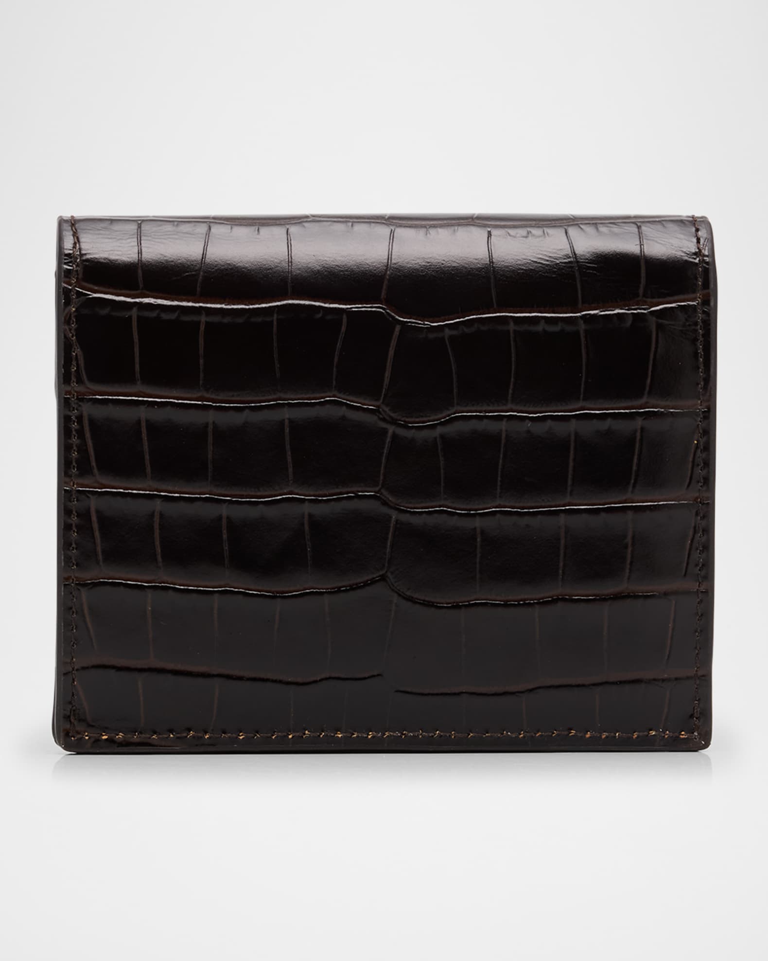 Toteme T-Lock Croco-Embossed Leather Card Holder | Neiman Marcus