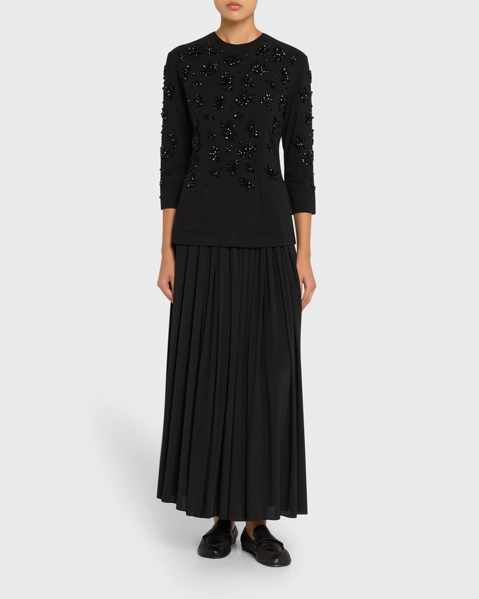 トップス simone rocha Simone Rocha Turbo Embellished 3/4-Sleeve Top | Neiman Marcus