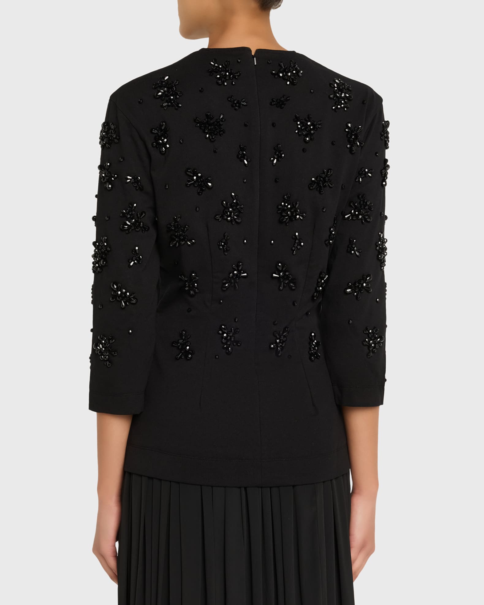 Simone Rocha Turbo Embellished 3/4-Sleeve Top | Neiman Marcus