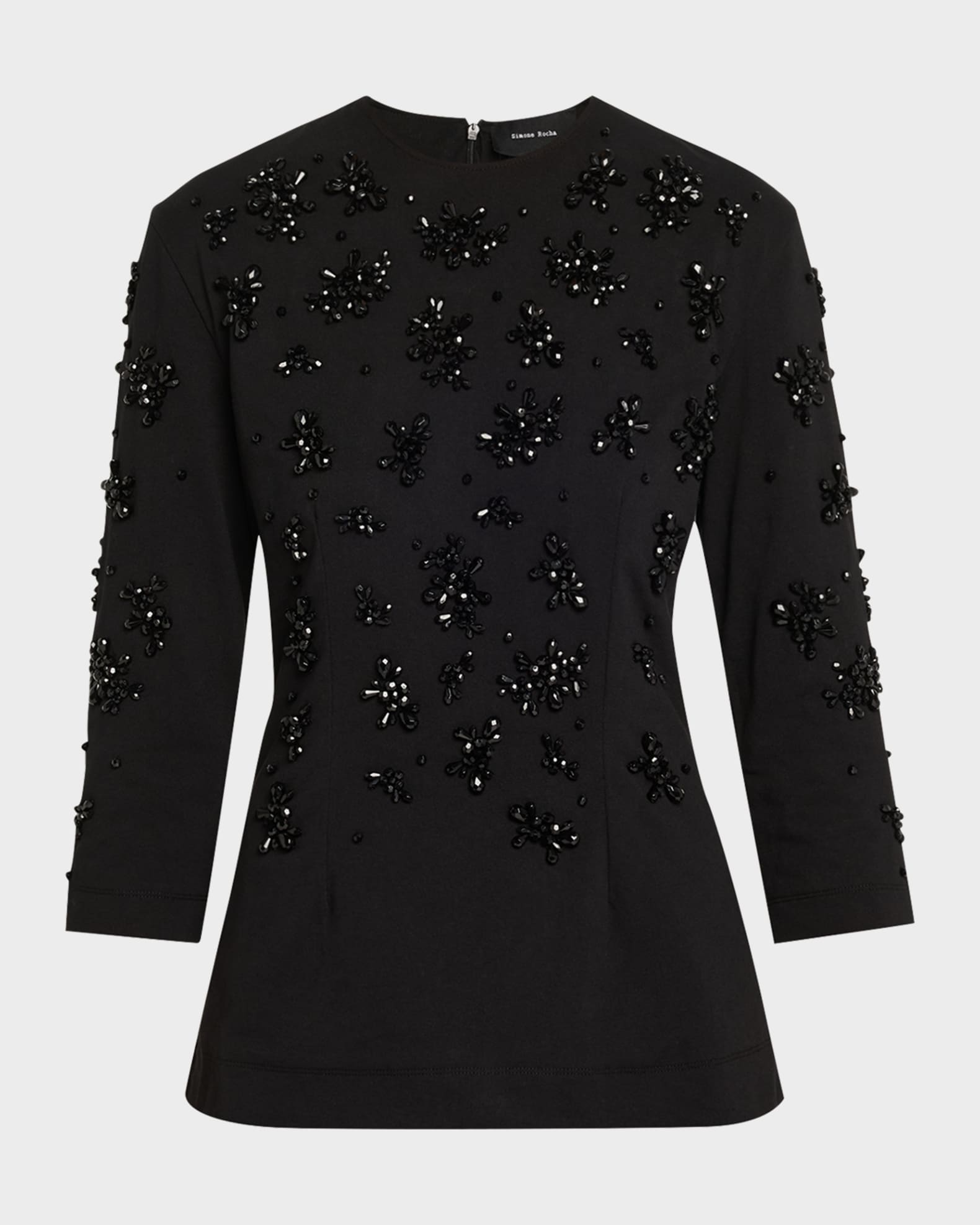 トップス simone rocha Simone Rocha Turbo Embellished 3/4-Sleeve Top | Neiman Marcus