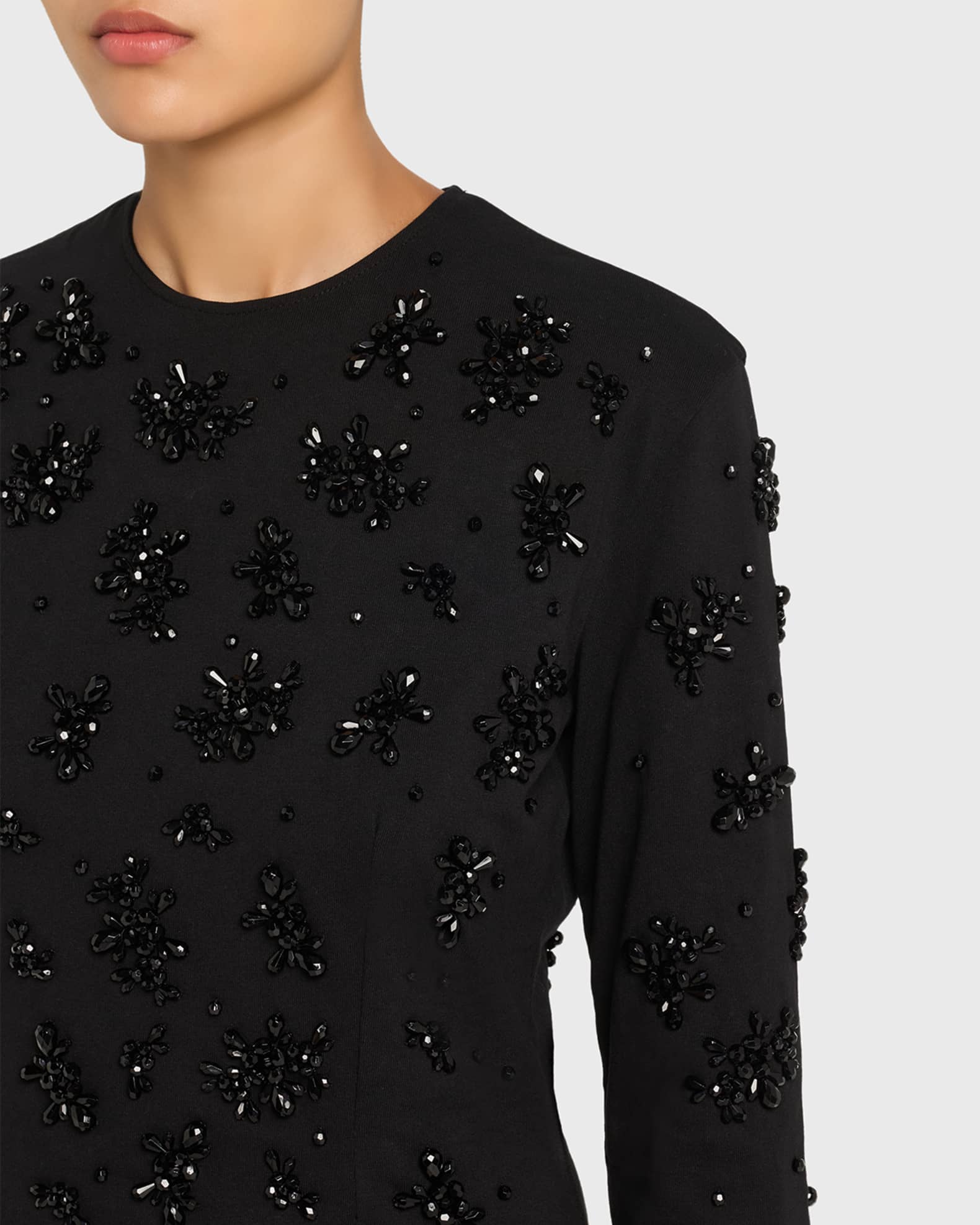トップス simone rocha Simone Rocha Turbo Embellished 3/4-Sleeve Top | Neiman Marcus