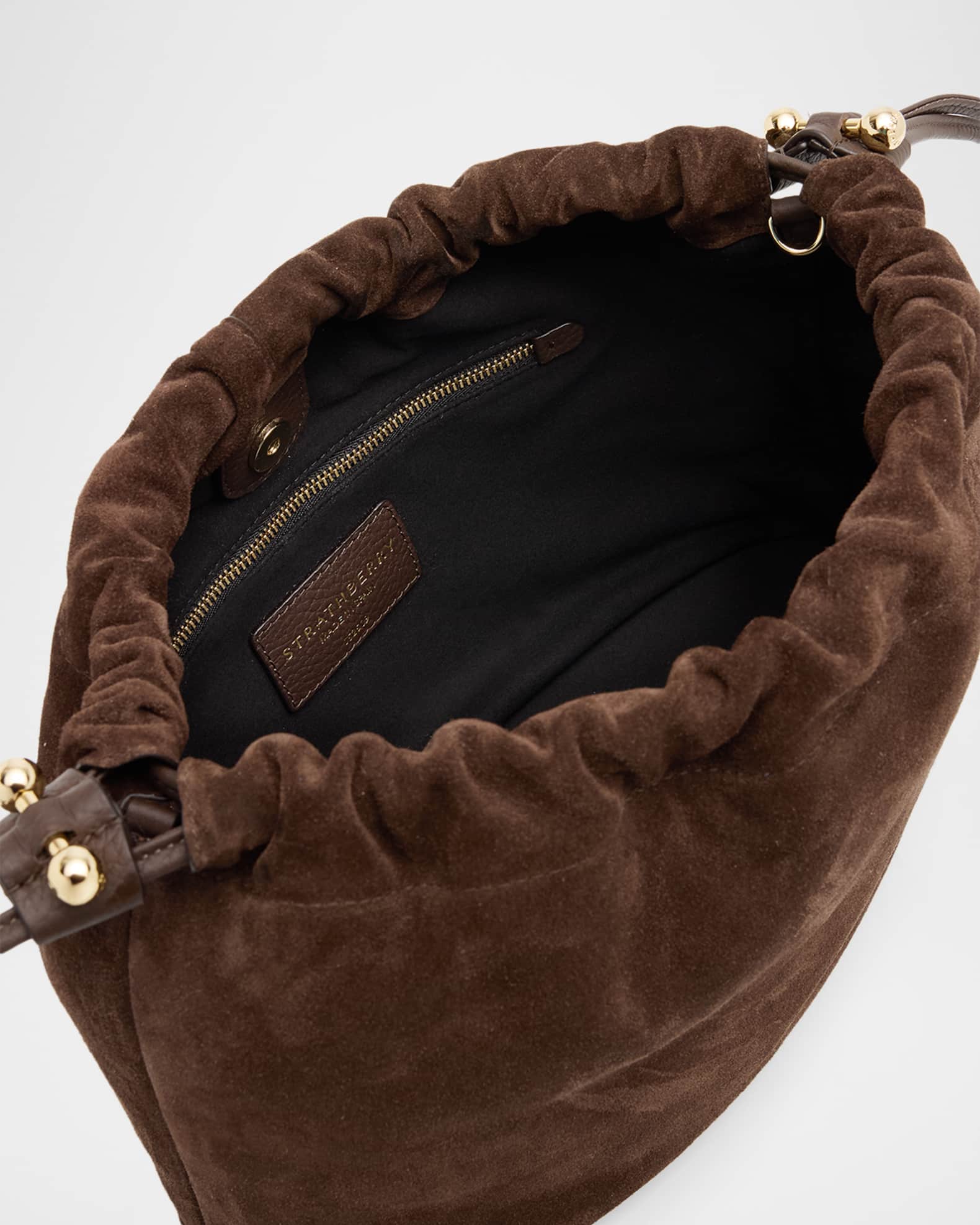 STRATHBERRY Charlotte Midi Suede Drawstring Bag | Neiman Marcus