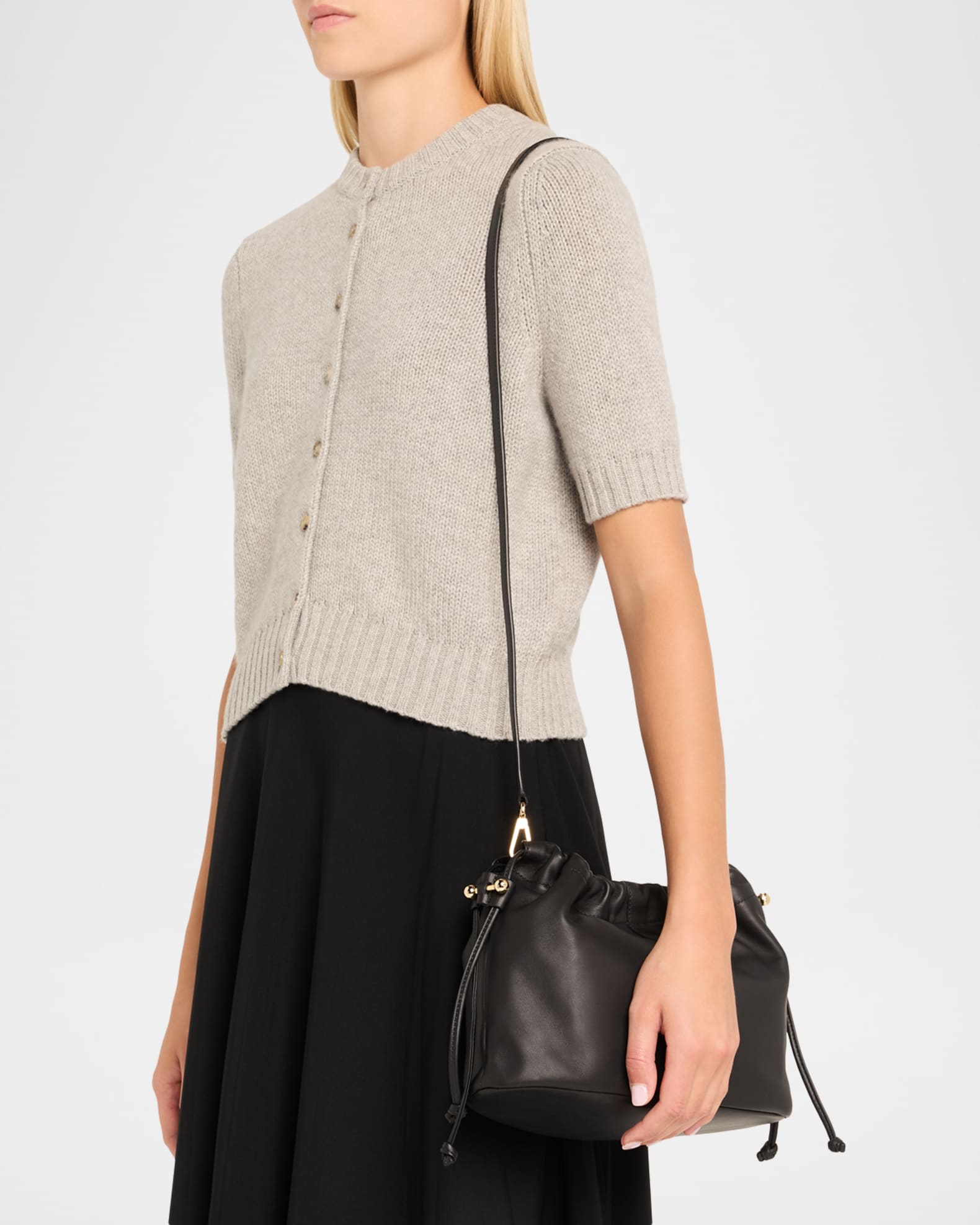 STRATHBERRY Charlotte Midi Nappa Leather Drawstring Bag | Neiman