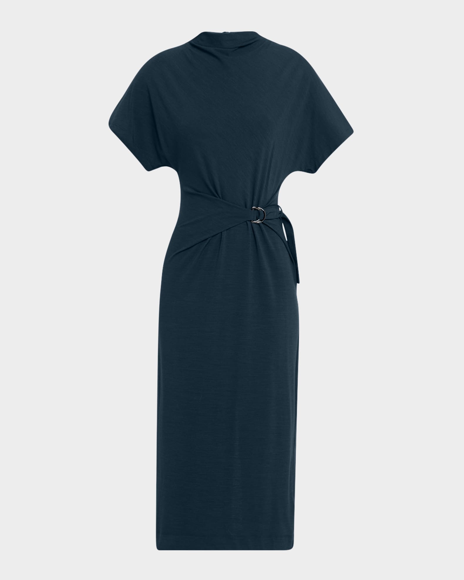 Brunello Cucinelli Drape Short-Sleeve Wool Jersey Midi Wrap