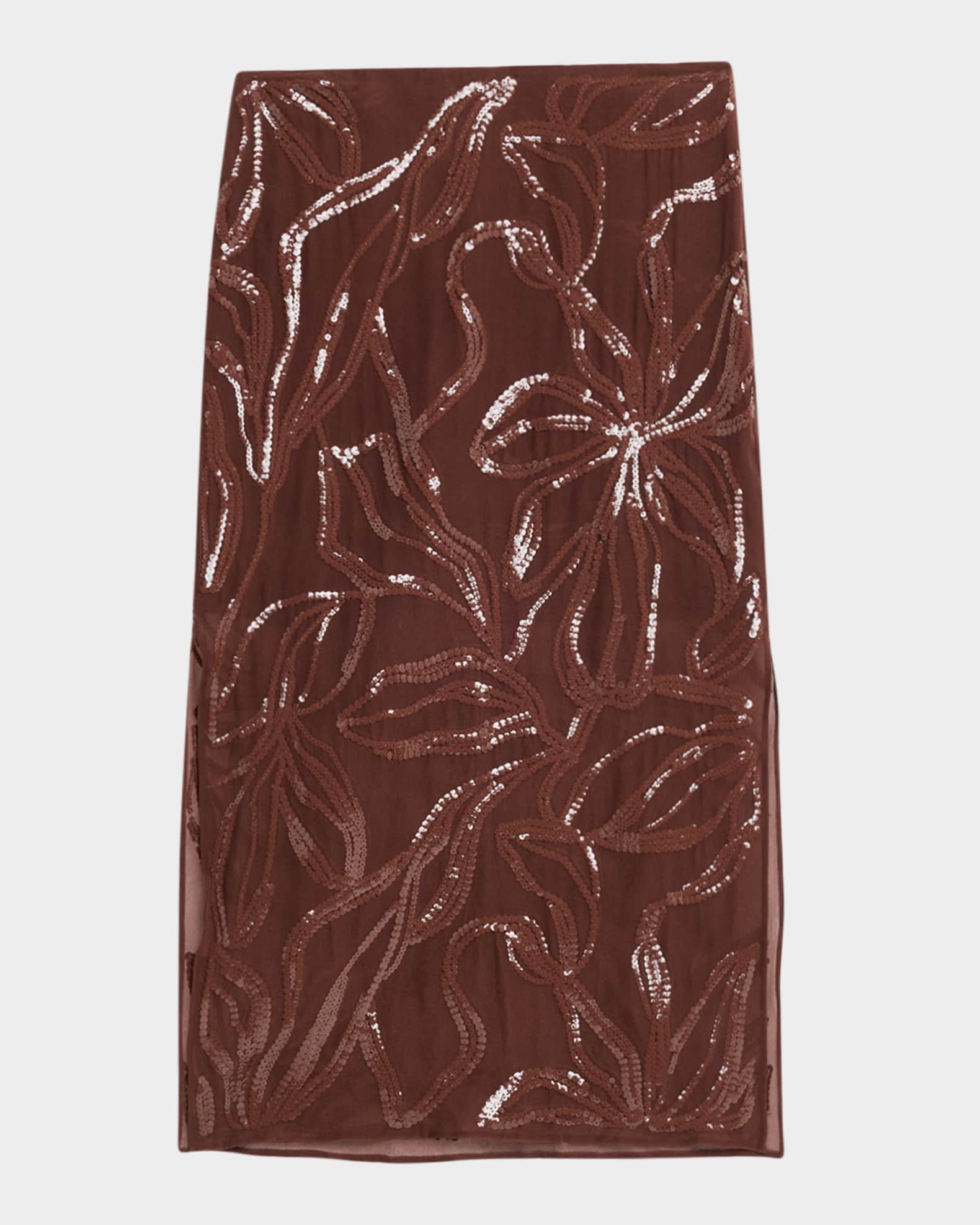 Sequined Georgette Midi Skirt 0
