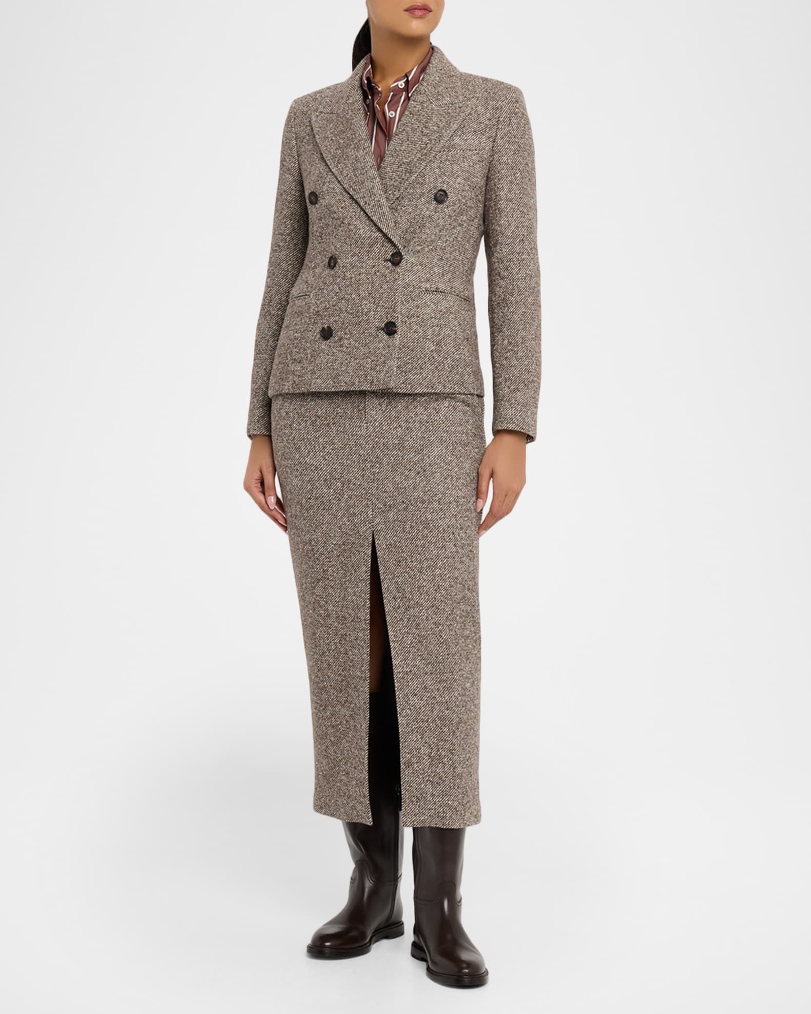 BRUNELLO CUCINELLI ウール シルク混 スラックス サイズS Brunello Cucinelli Virgin Wool and Silk Melange Diagonal Double