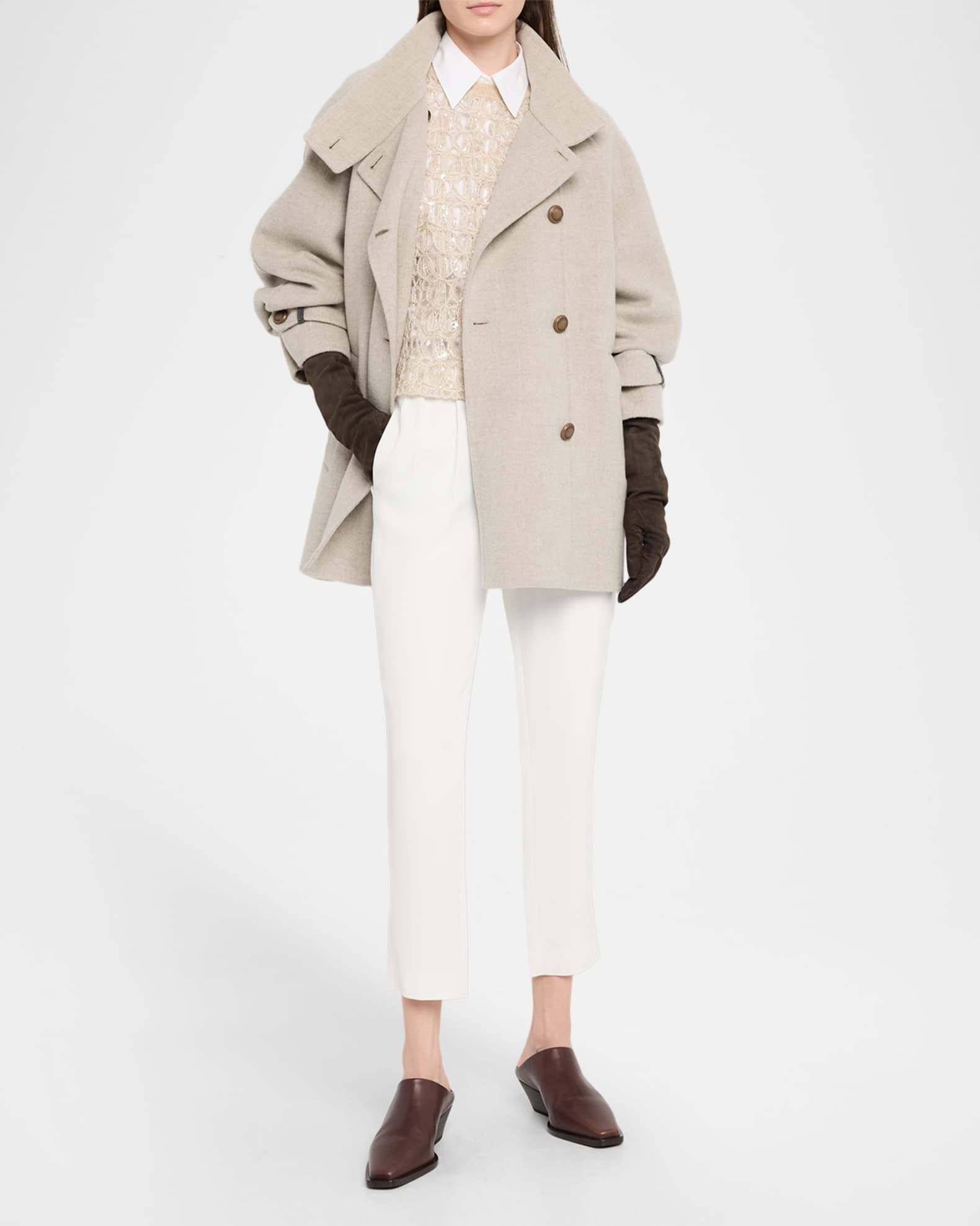 Melton Wool-Cashmere Double-Breasted Coat 1