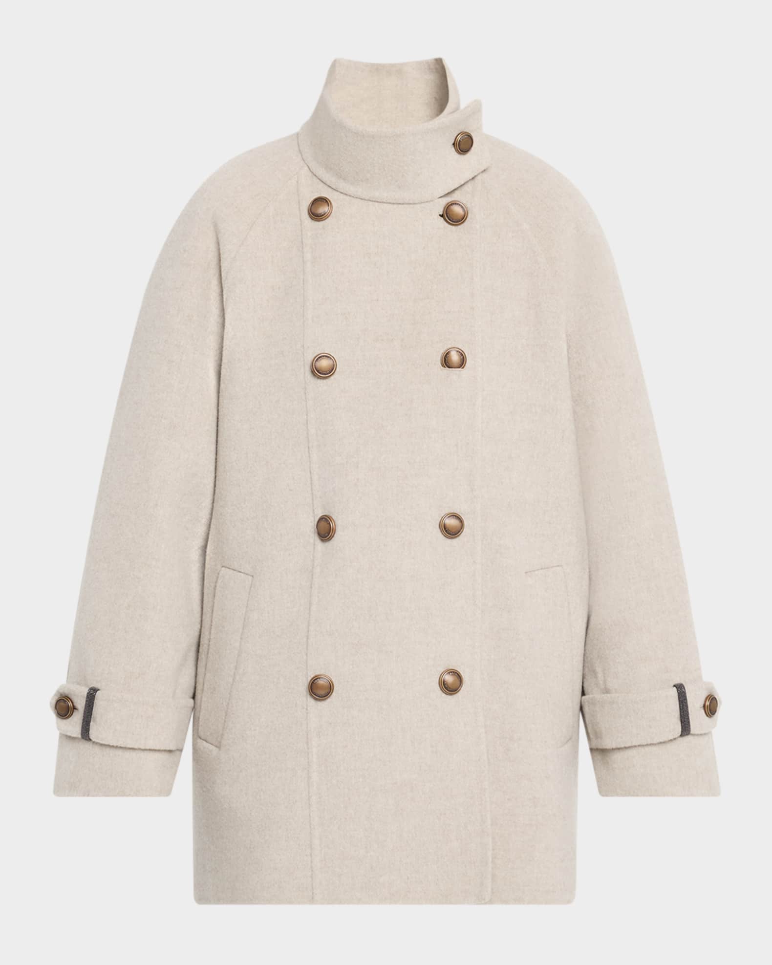 Brunello Cucinelli - Gray Cashmere Pea Coat | Mitchell Stores