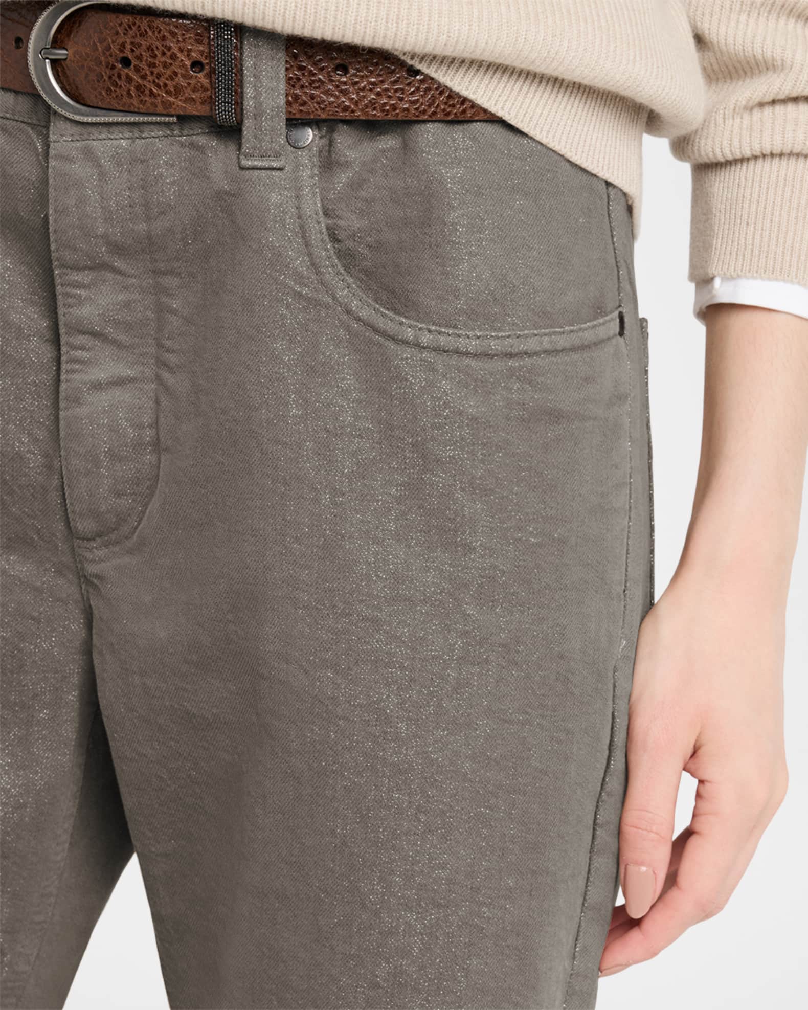 デニム・ジーパン Brunello Cucinelli Boyfriend Jeans In Denim And Lurex Brunello Cucinelli Dyed Lurex Straight Boyfriend Jeans