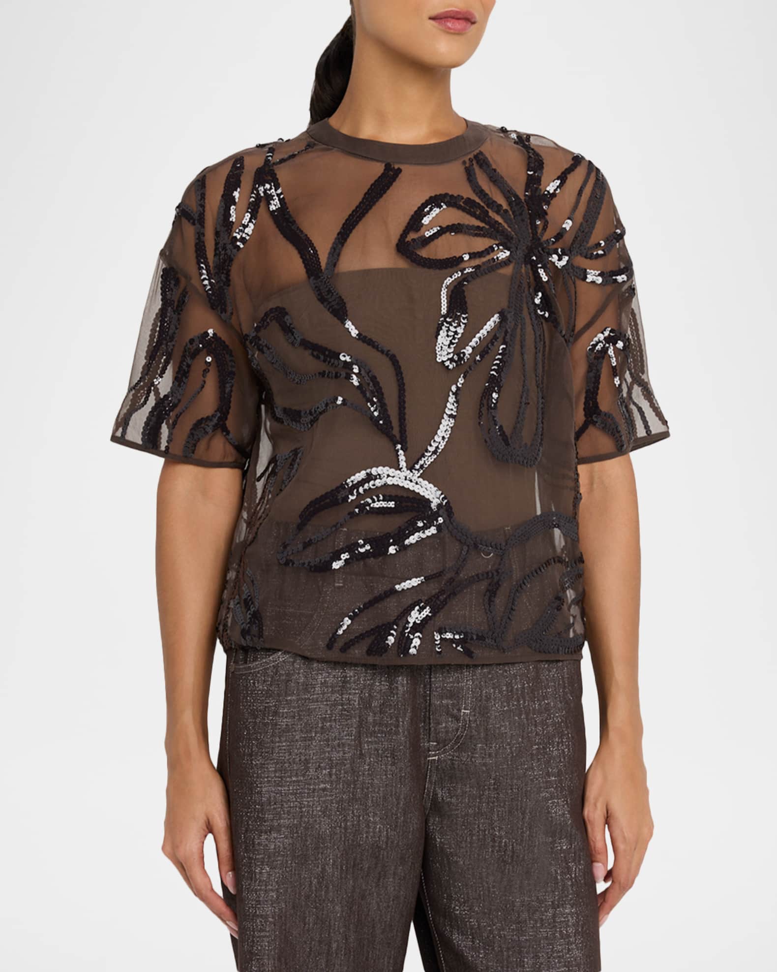 BRUNELLO CUCINELLI モニーレ装飾 トップス ブラウス 切替 S BRUNELLO CUCINELLI モニーレ装飾 トップス ブラウス 切替 S 【公式通販】