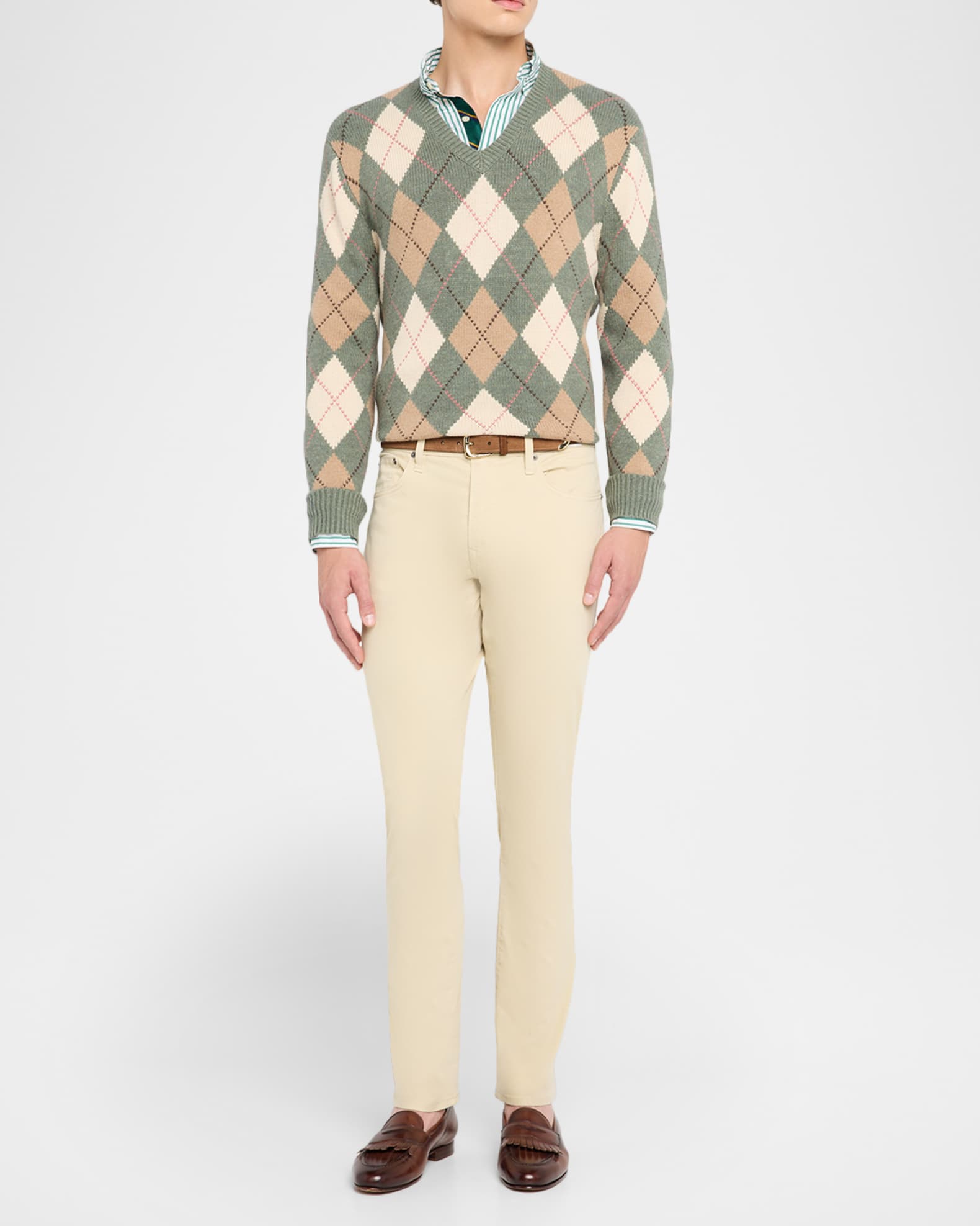 Men's Cotton Wool Argyle V-Neck Sweater 1