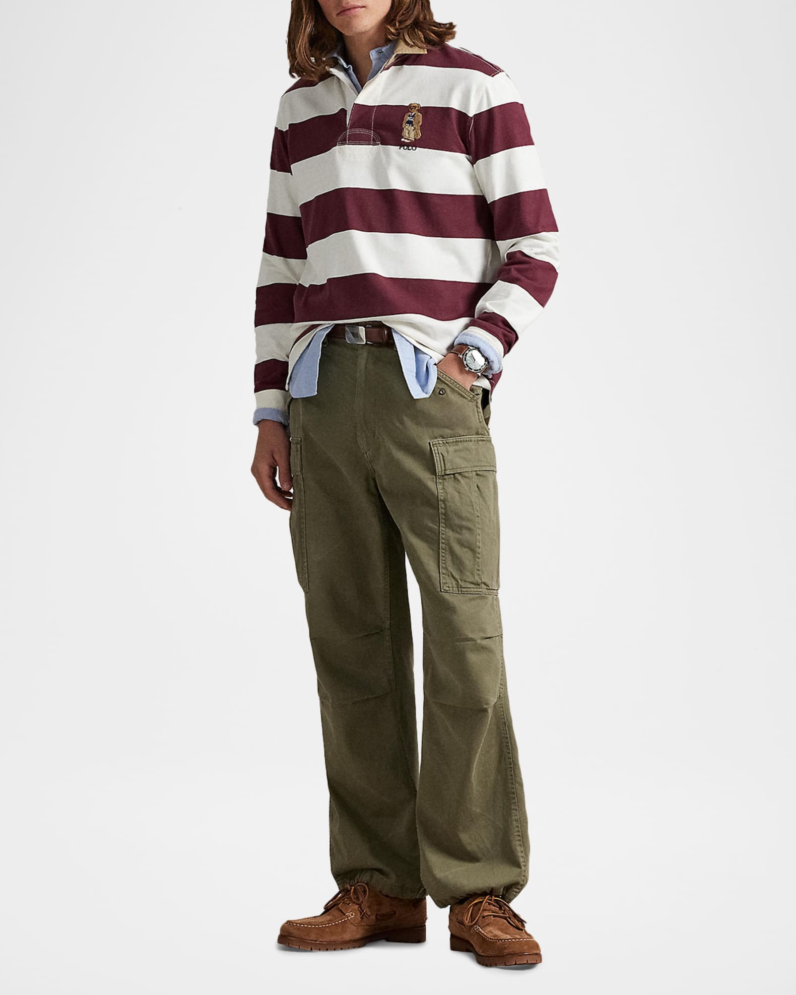 Men's Classic-Fit Polo Bear Stripe Rugby Shirt 1