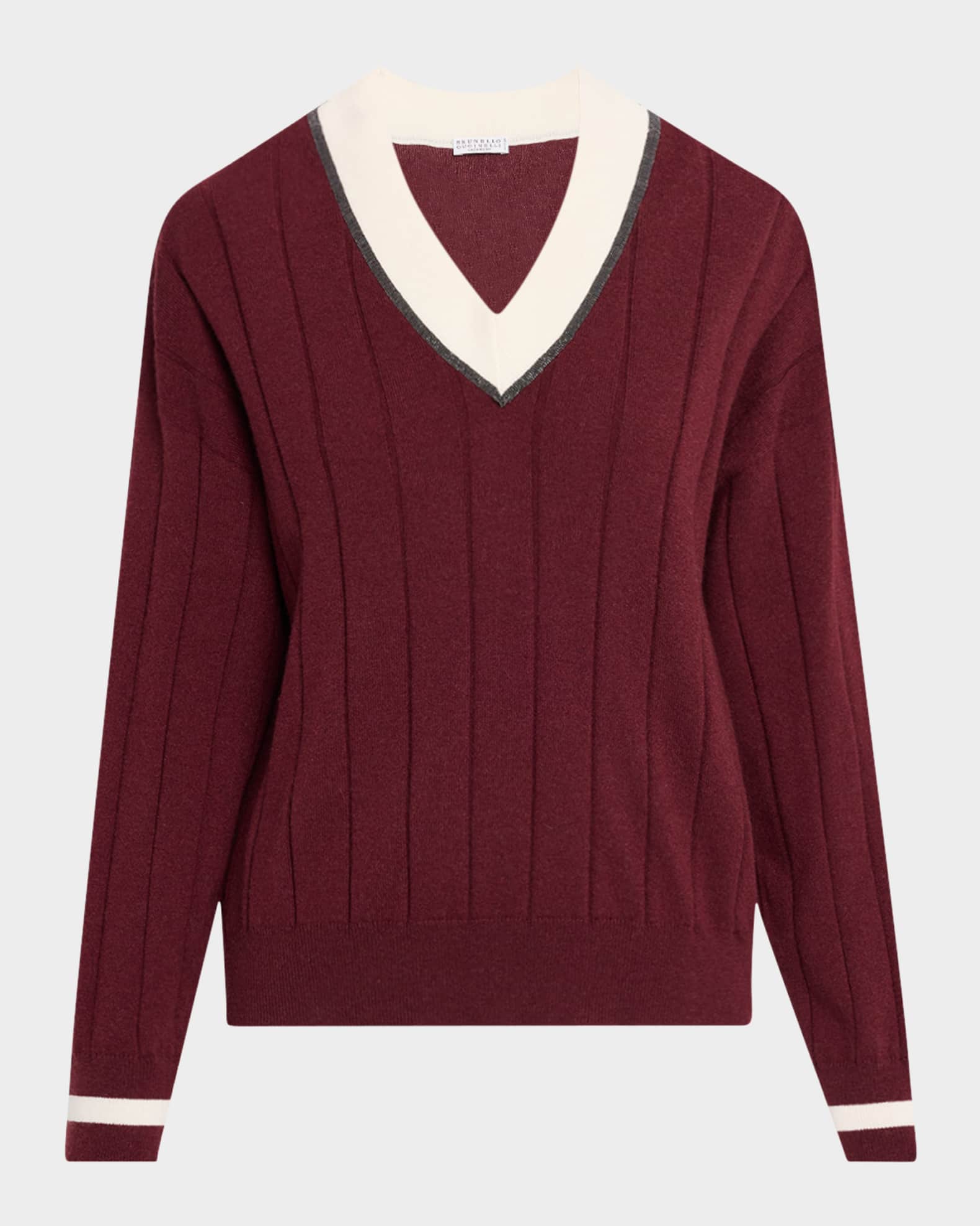 Monili V-Neck Cashmere Rib Knit Sweater 0