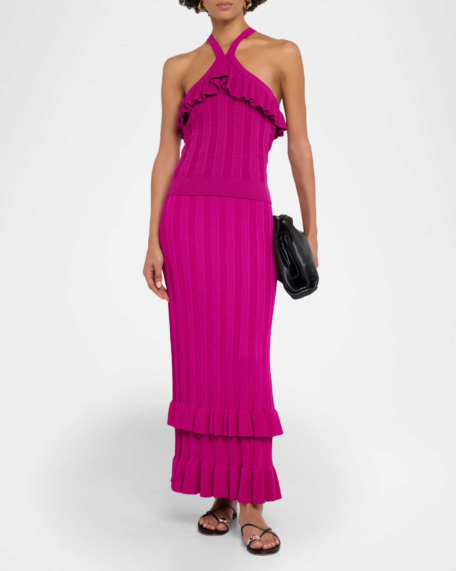Sawyer Ruffle-Trim Rib Knit Maxi Skirt 1