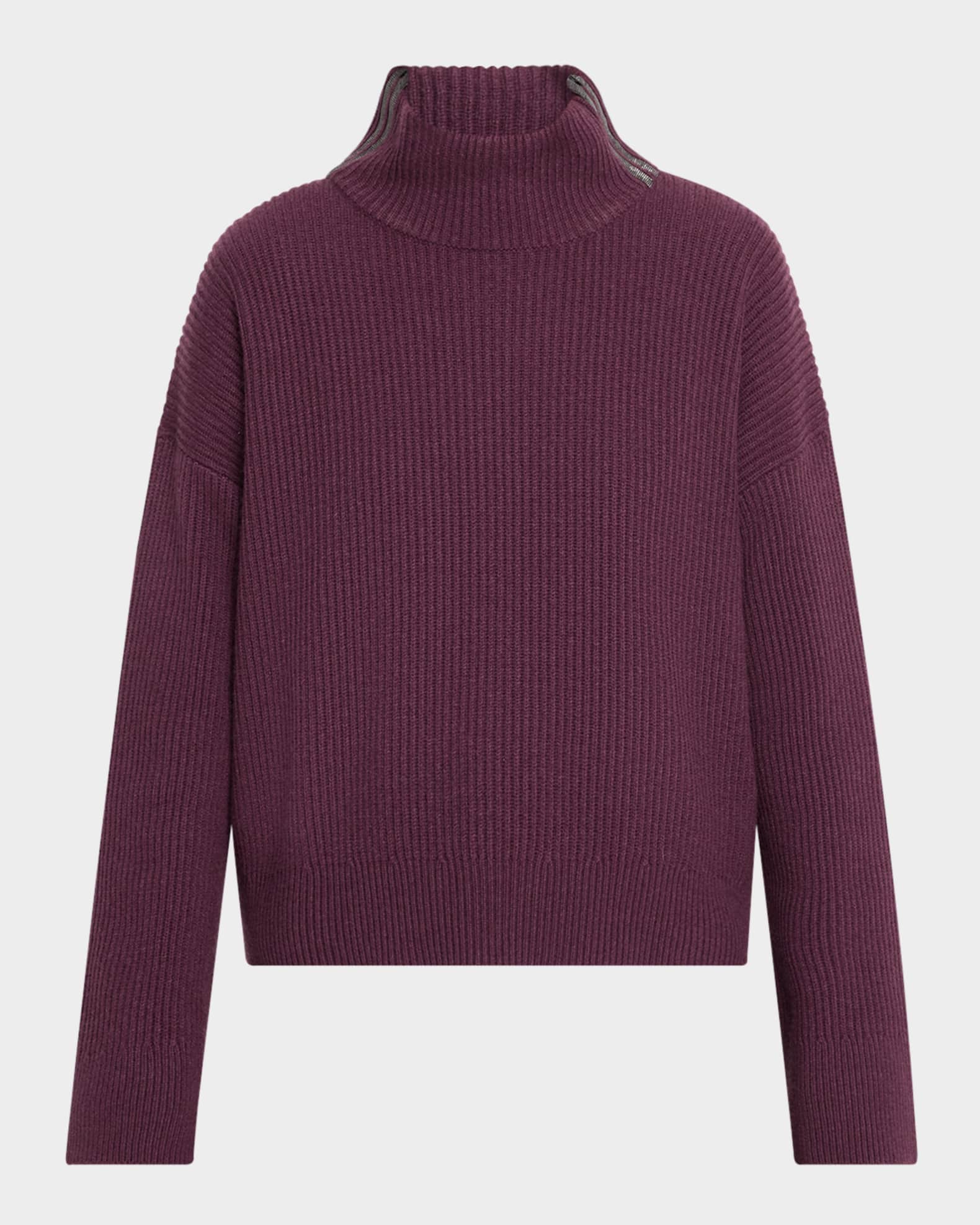 Brunello Cucinelli Monili-Trim Turtleneck Cashmere Rib