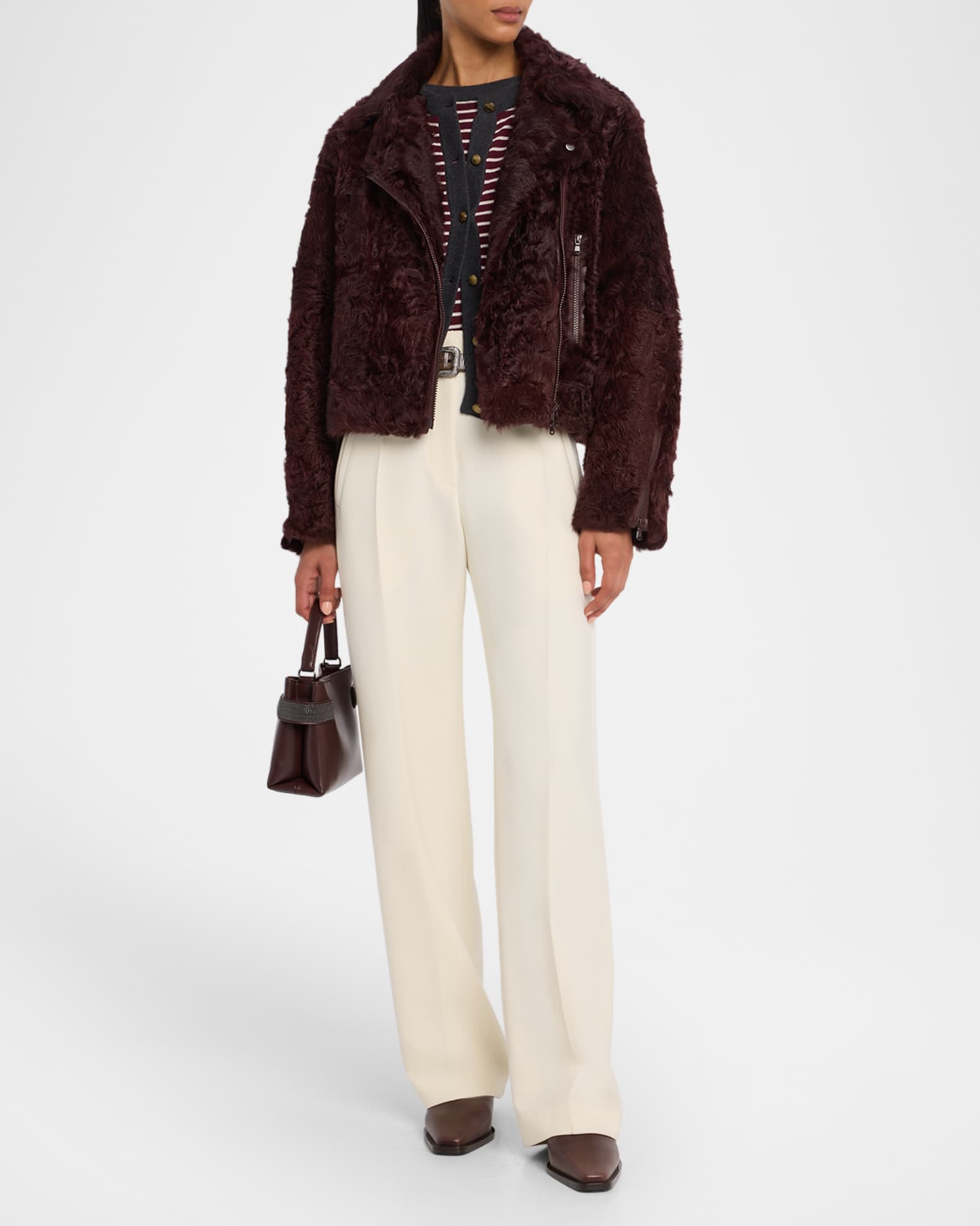 Capretta Sheep Shearling Moto Jacket 1