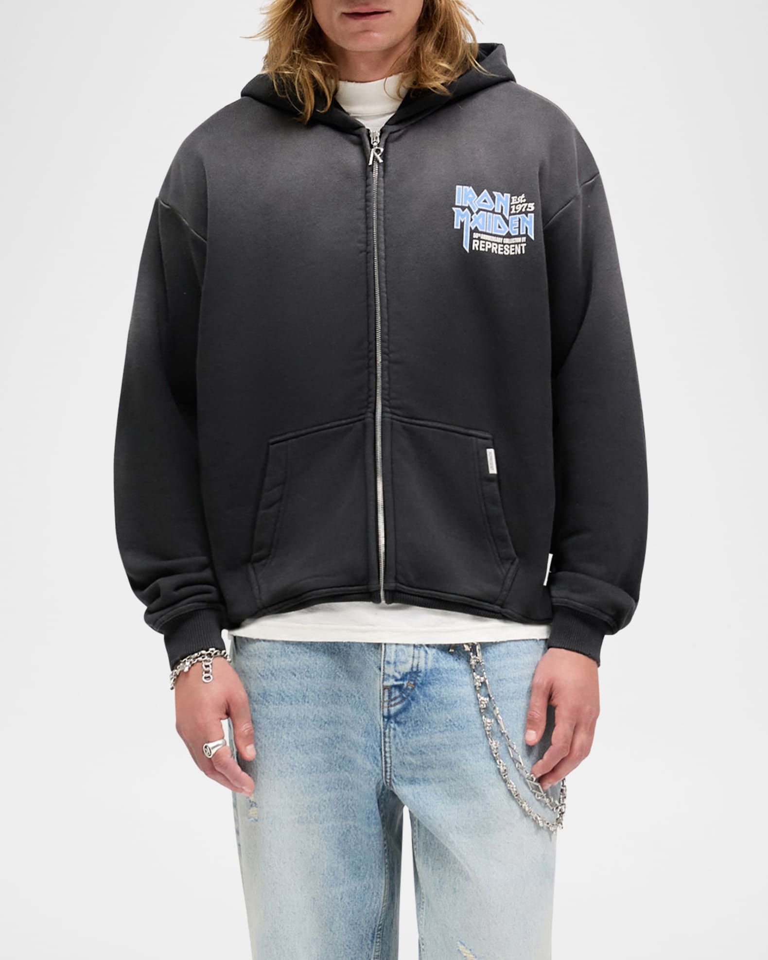 パーカー・フーディ Represent Iron Maiden Anniversary Hoody REPRESENT x Iron Maiden Men's Anniversary Full-Zip Hoodie