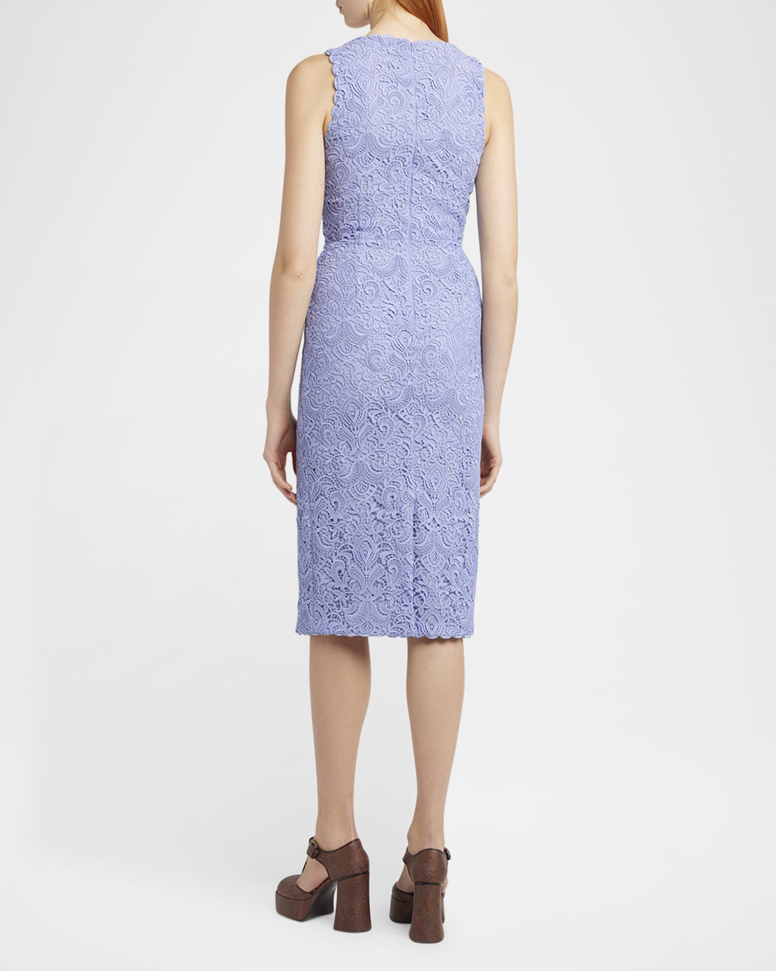 Etro Lace Square-Neck Sheath Midi Dress | Neiman Marcus