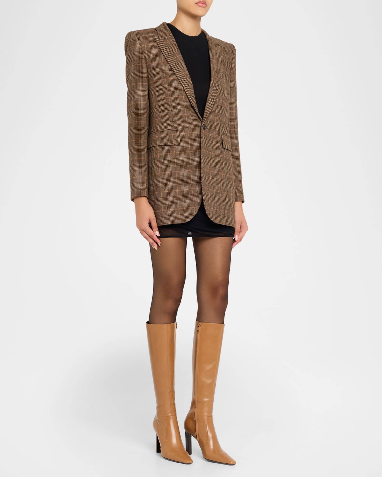 Saint Laurent Francoise Smooth Leather Knee-High Boots | Neiman Marcus