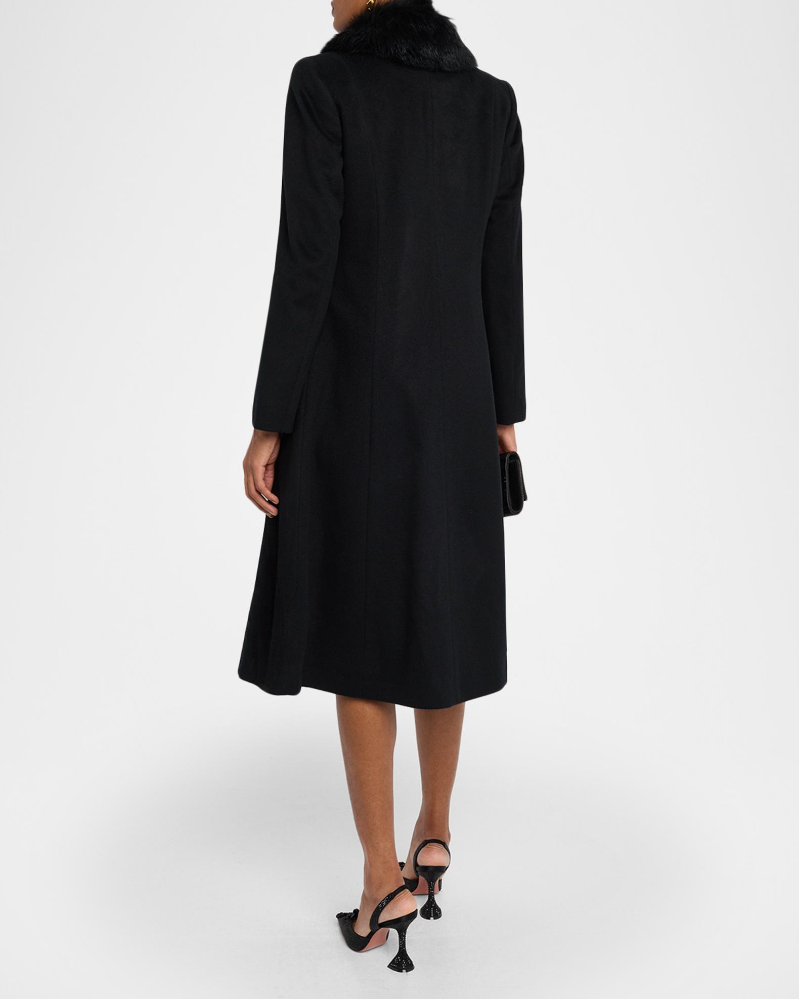 Sofia Cashmere Single-Breasted Coat with Shearling Collar | Neiman Marcus