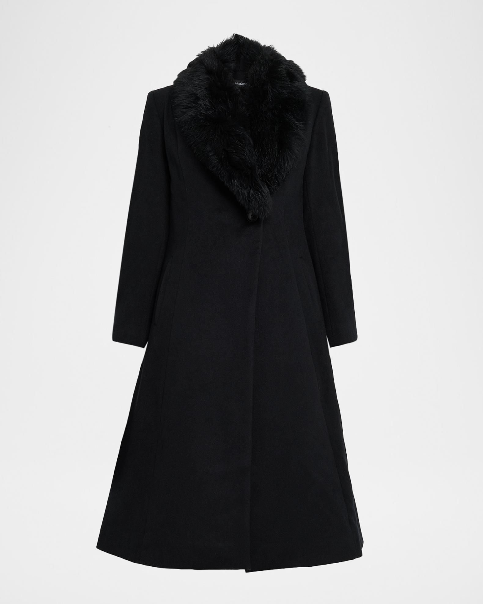 Sofia Cashmere Single-Breasted Coat with Shearling Collar | Neiman